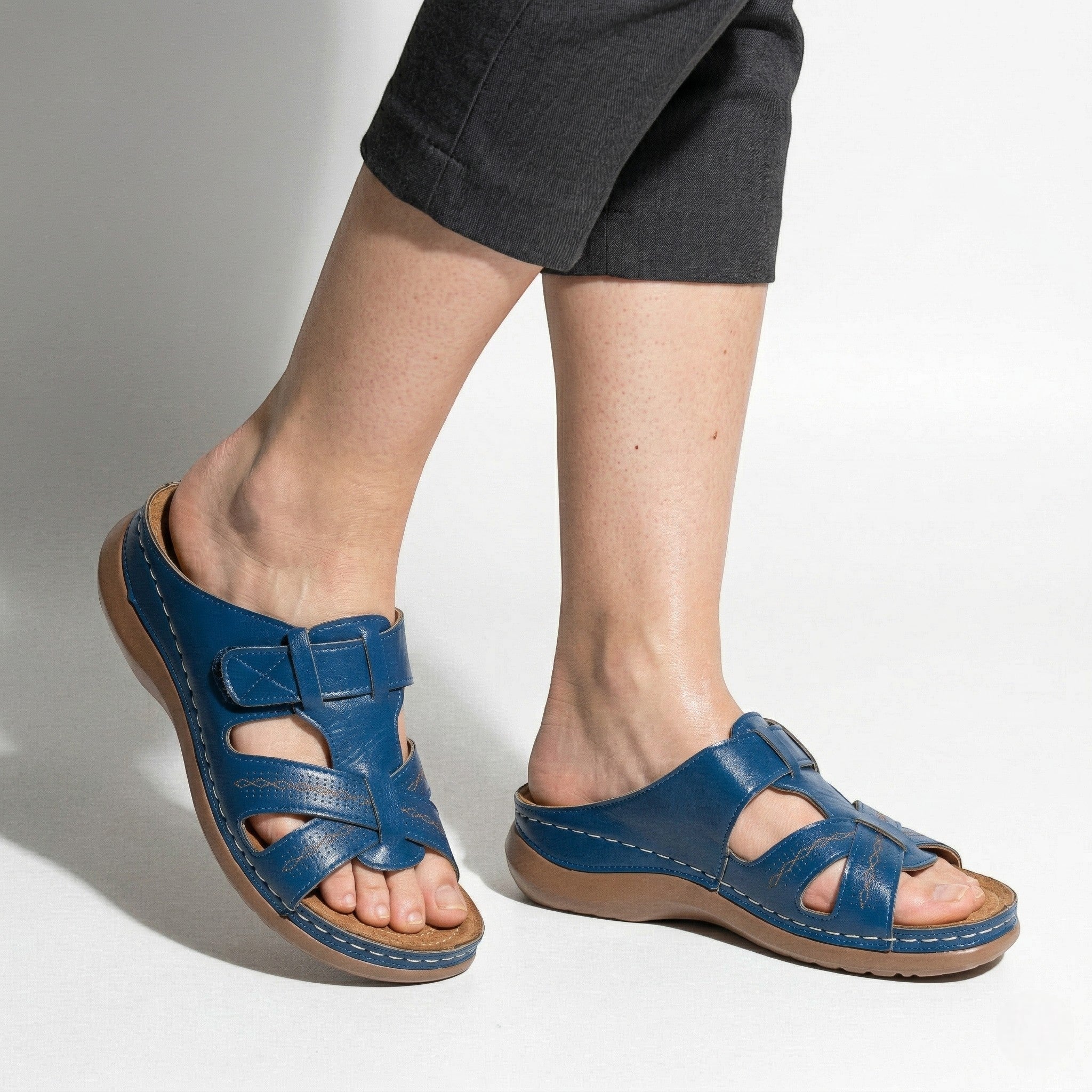 Claire - Women's Orthopedic Strap Sandals - Sandals - Blue - Parker&Brooks