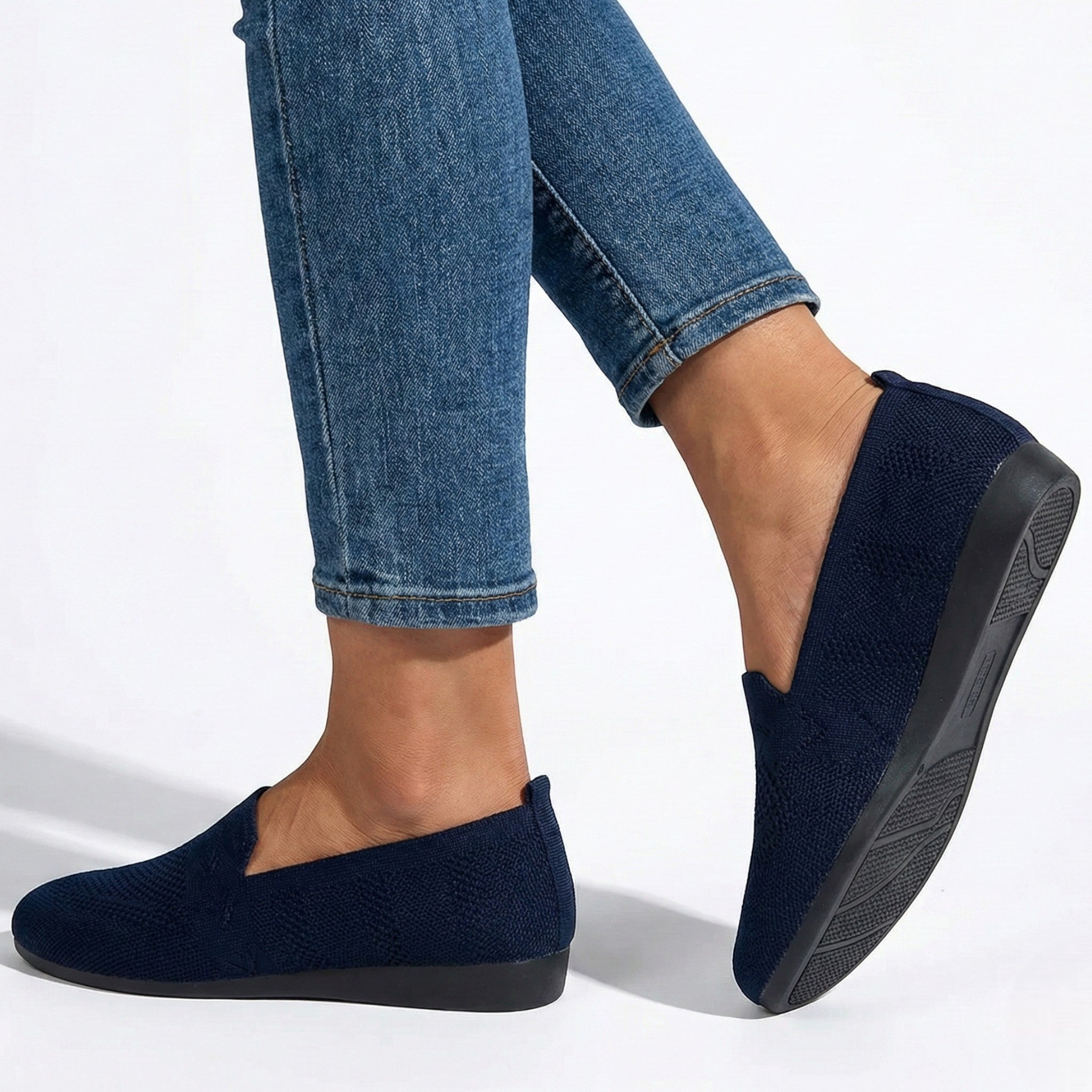 Clara - Women's Breathable Slip - On Flats - Shoes - Dark Blue - Parker&Brooks