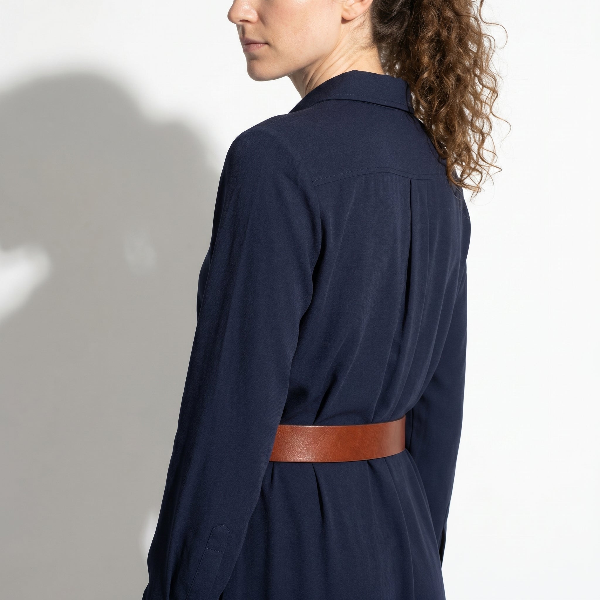 Clara - Women's Casual Belted Wrap Maxi Dress - Maxi Dress - Navy Blue - Parker&Brooks