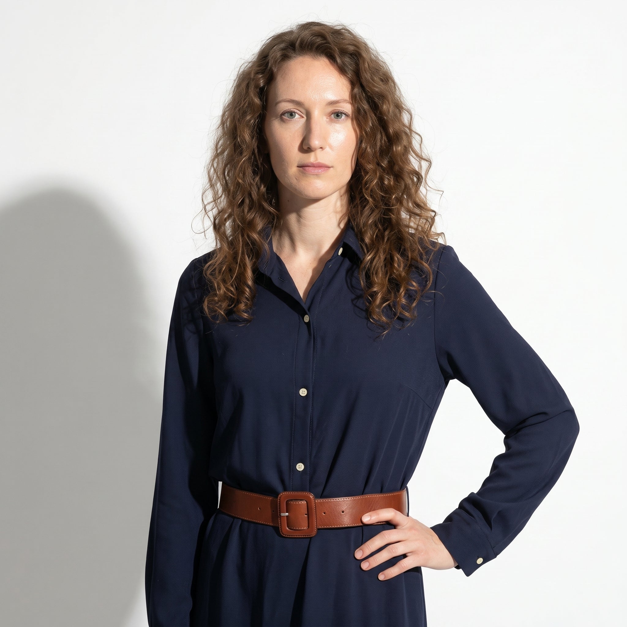 Clara - Women's Casual Belted Wrap Maxi Dress - Maxi Dress - Navy Blue - Parker&Brooks