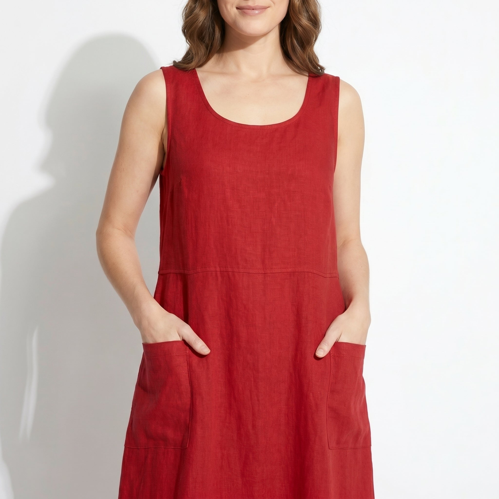 Clara - Women's Sleeveless Relaxed Fit Summer Maxi Dress - Dress - Red - Parker&Brooks
