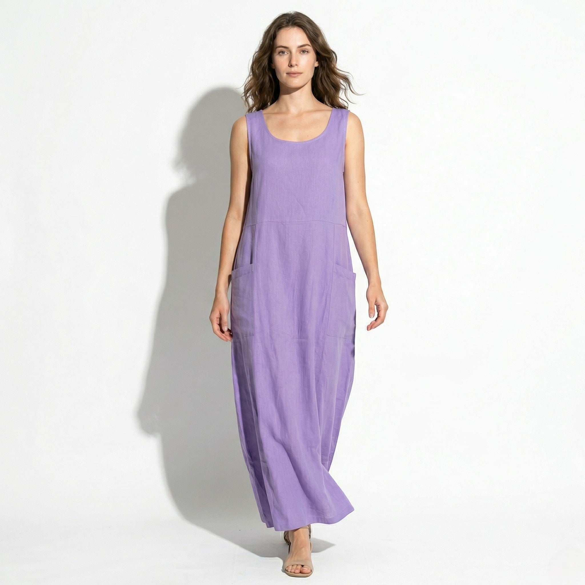 Clara - Women's Sleeveless Relaxed Fit Summer Maxi Dress - Dress - Purple - Parker&Brooks