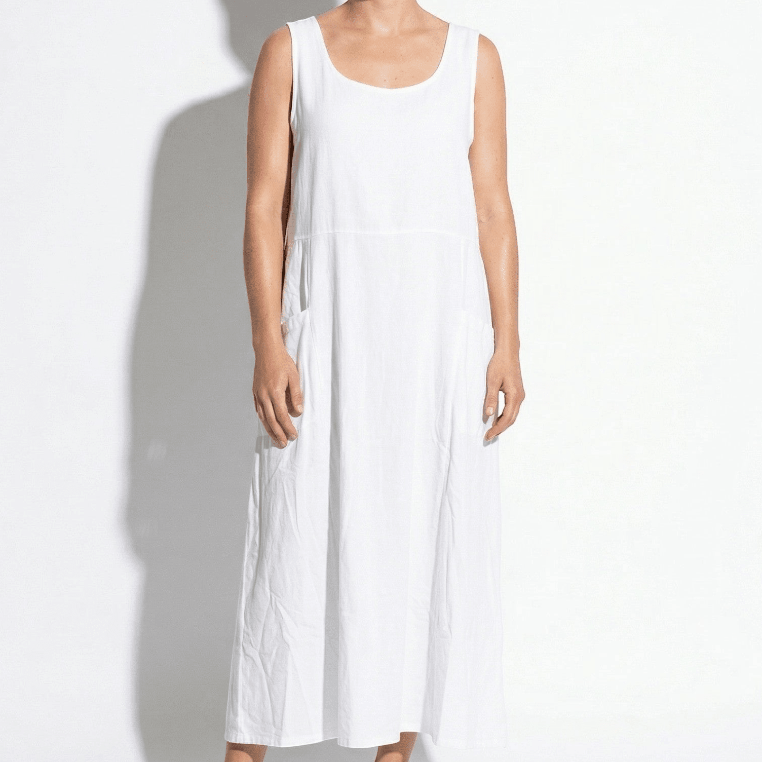 Clara - Women's Sleeveless Relaxed Fit Summer Maxi Dress - Dress - White - Parker&Brooks