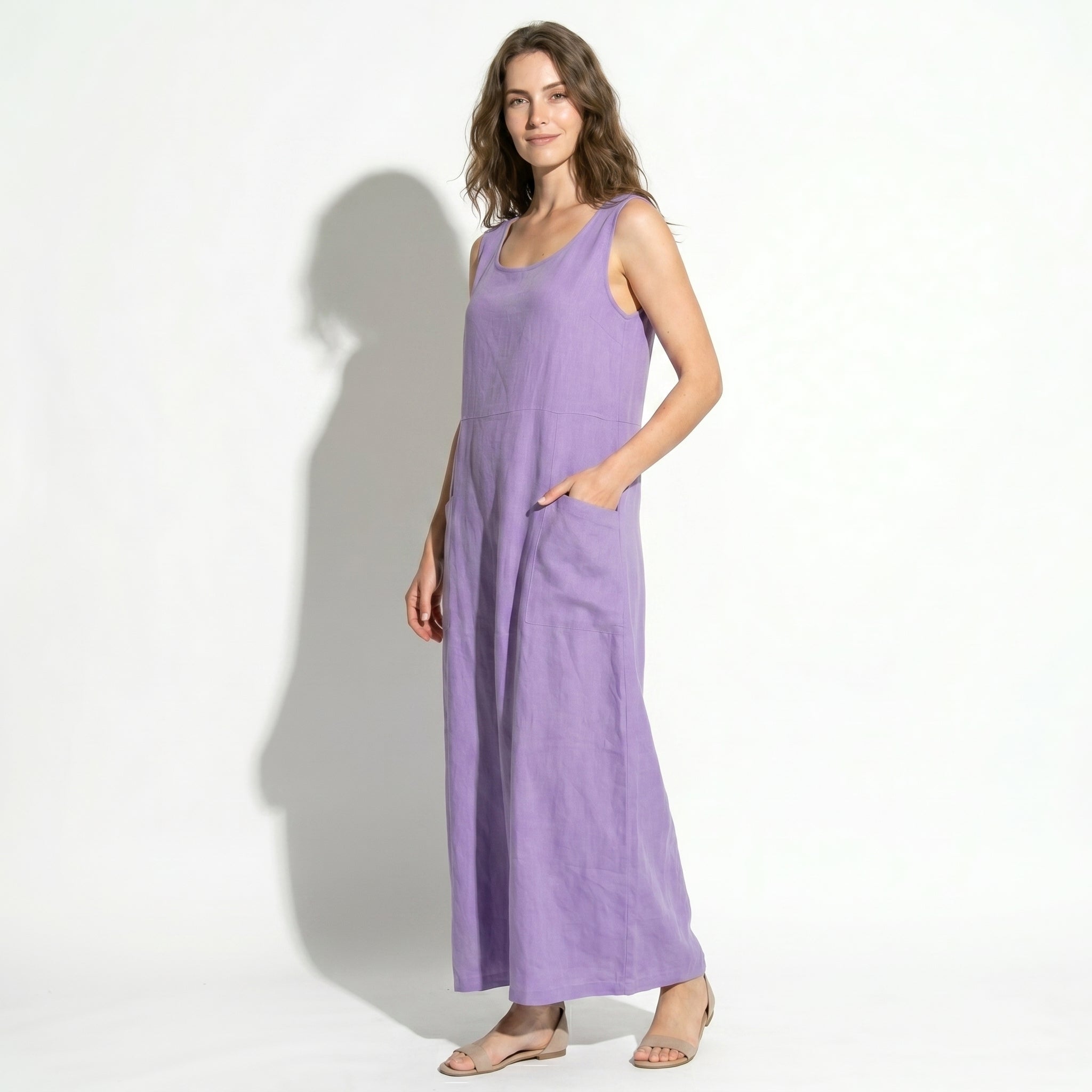 Clara - Women's Sleeveless Relaxed Fit Summer Maxi Dress - Dress - Purple - Parker&Brooks