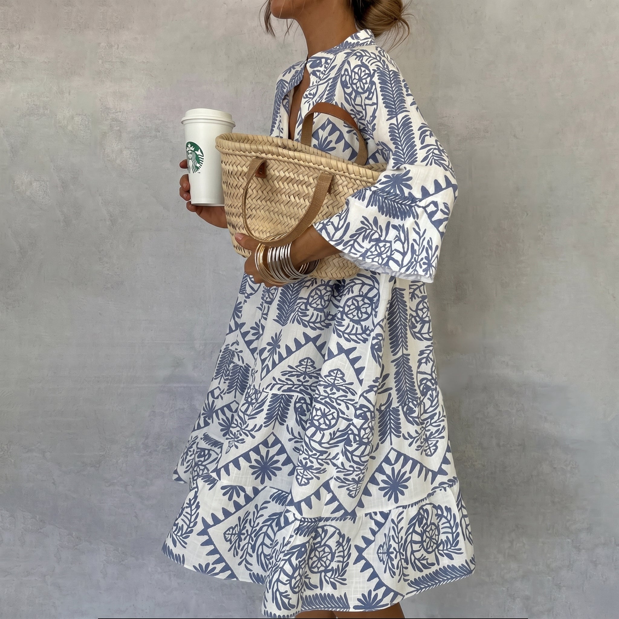 Clara - Women's Summer Button - Down Long Sleeve Midi Dress - Midi Dress - Blue - Parker&Brooks
