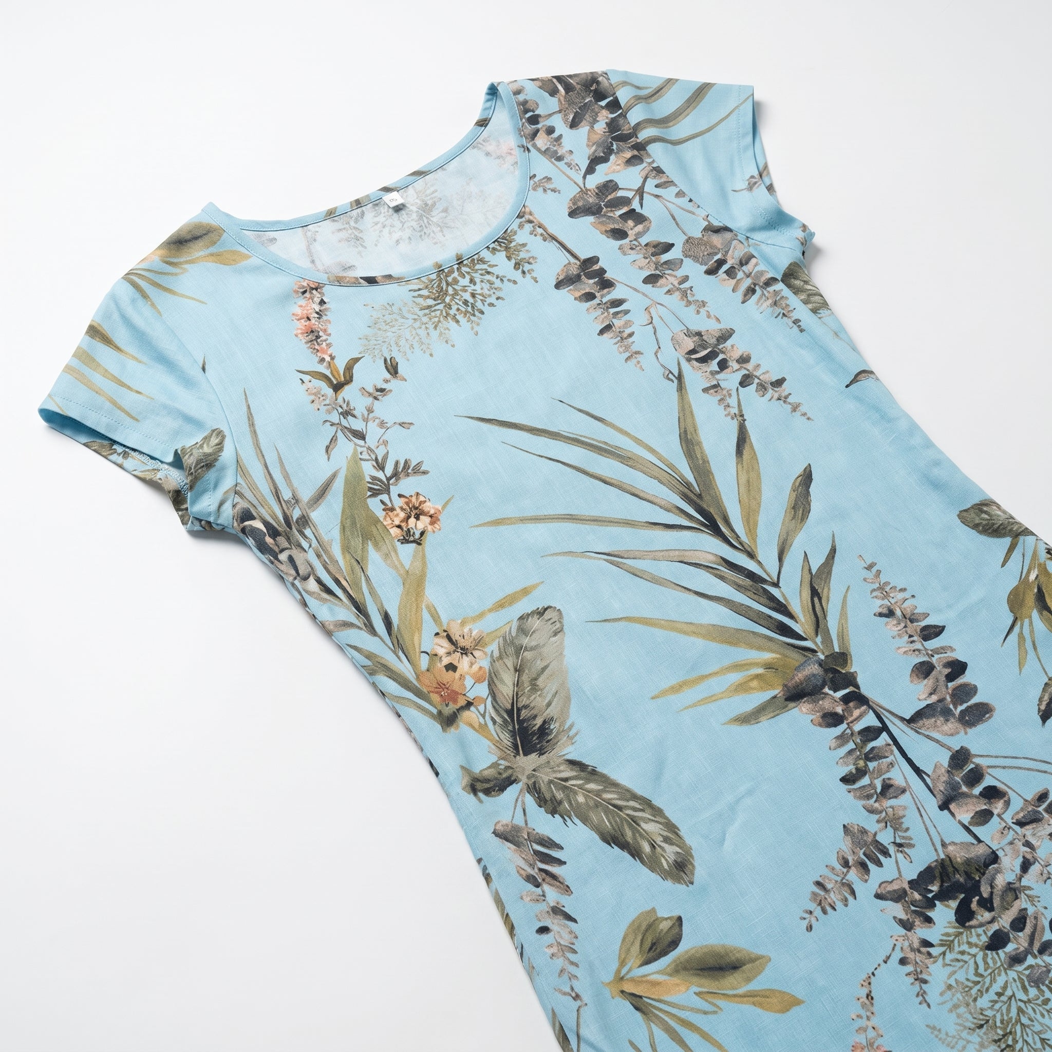 Clara - Women's Summer Print Cap Sleeve Midi Dress - Midi Dresses - Light Blue - Parker&Brooks