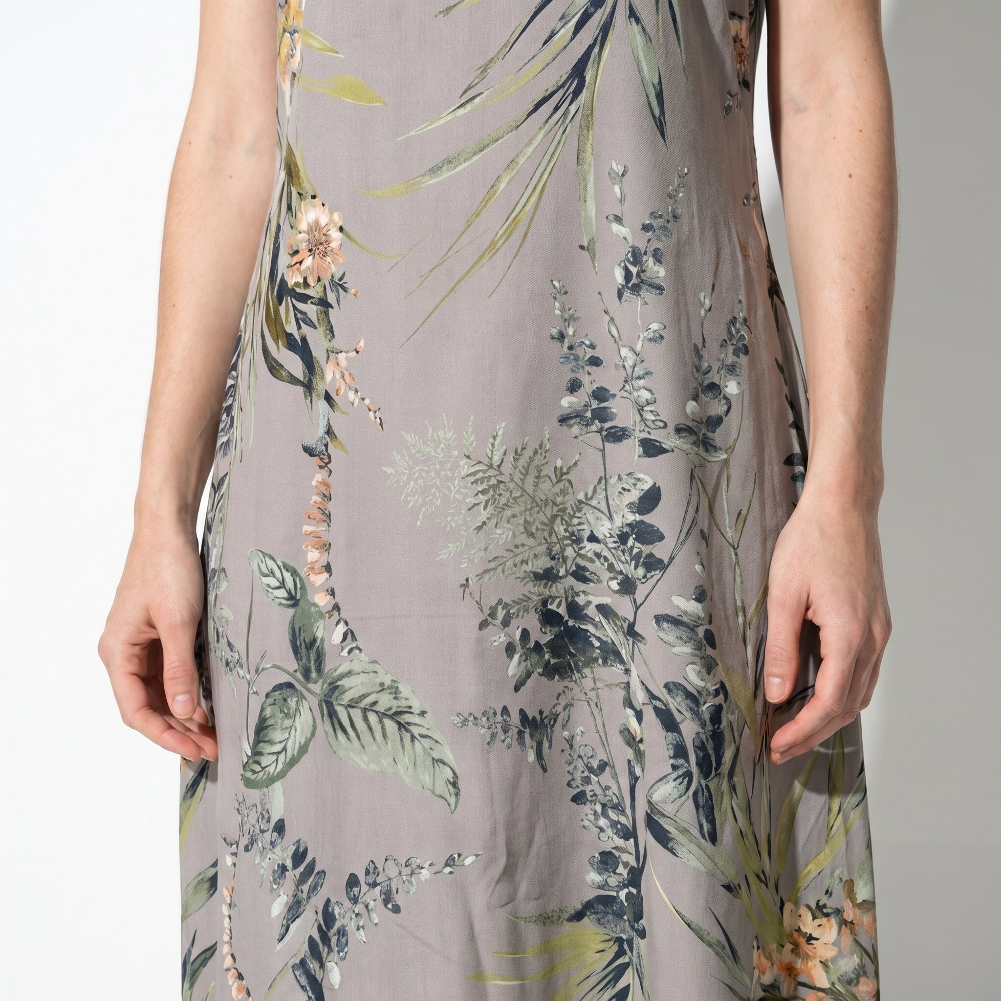 Clara - Women's Summer Print Cap Sleeve Midi Dress - Midi Dresses - Brown - Parker&Brooks