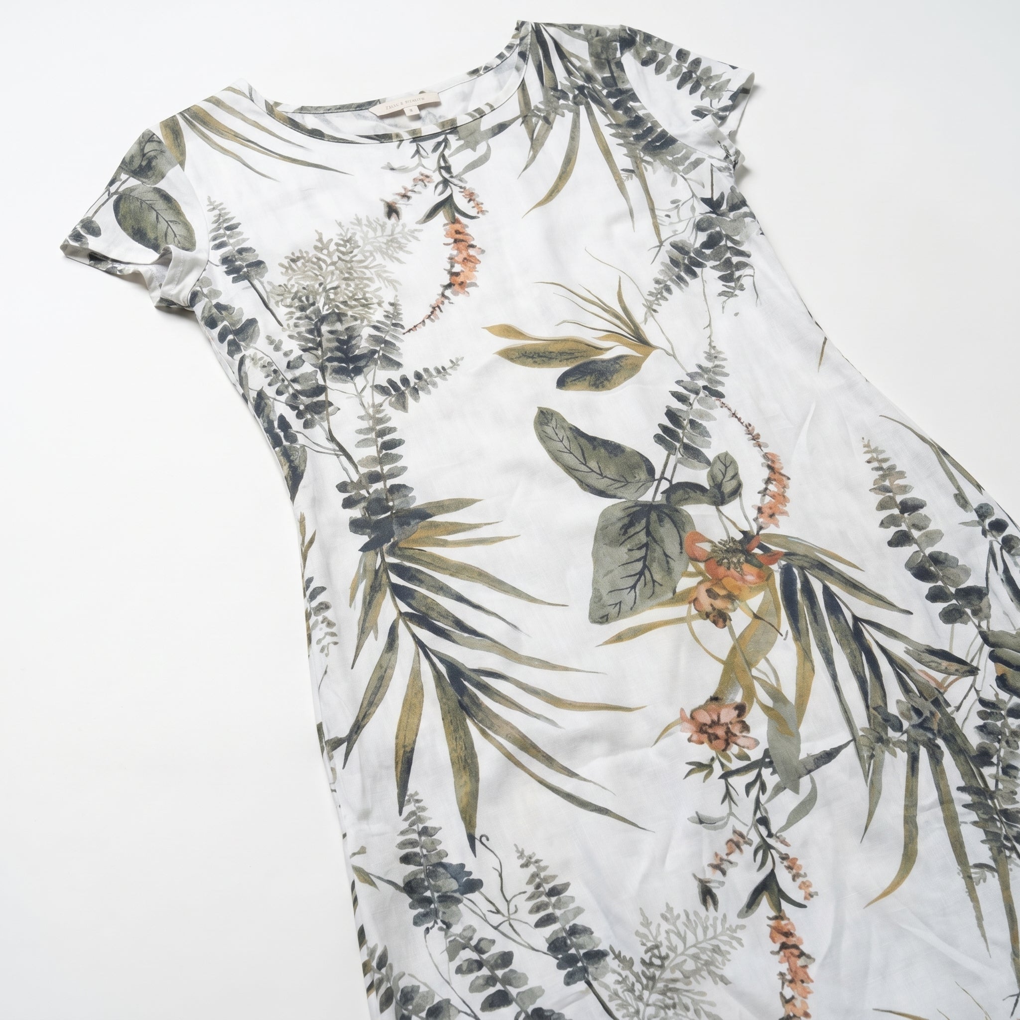Clara - Women's Summer Print Cap Sleeve Midi Dress - Midi Dresses - White - Parker&Brooks