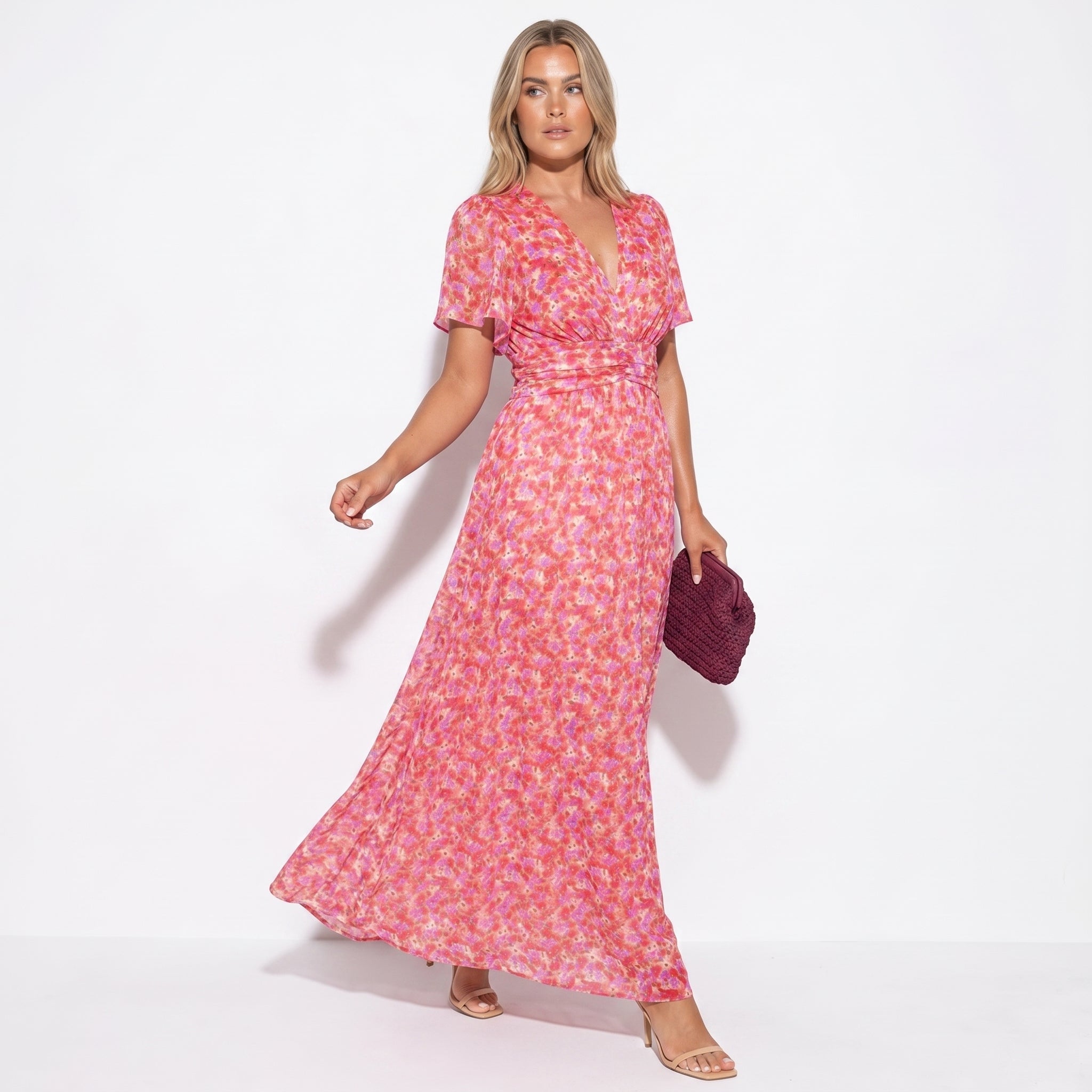 Daisy - Women's Floral Maxi Dress - Dress - Orange - Parker&Brooks