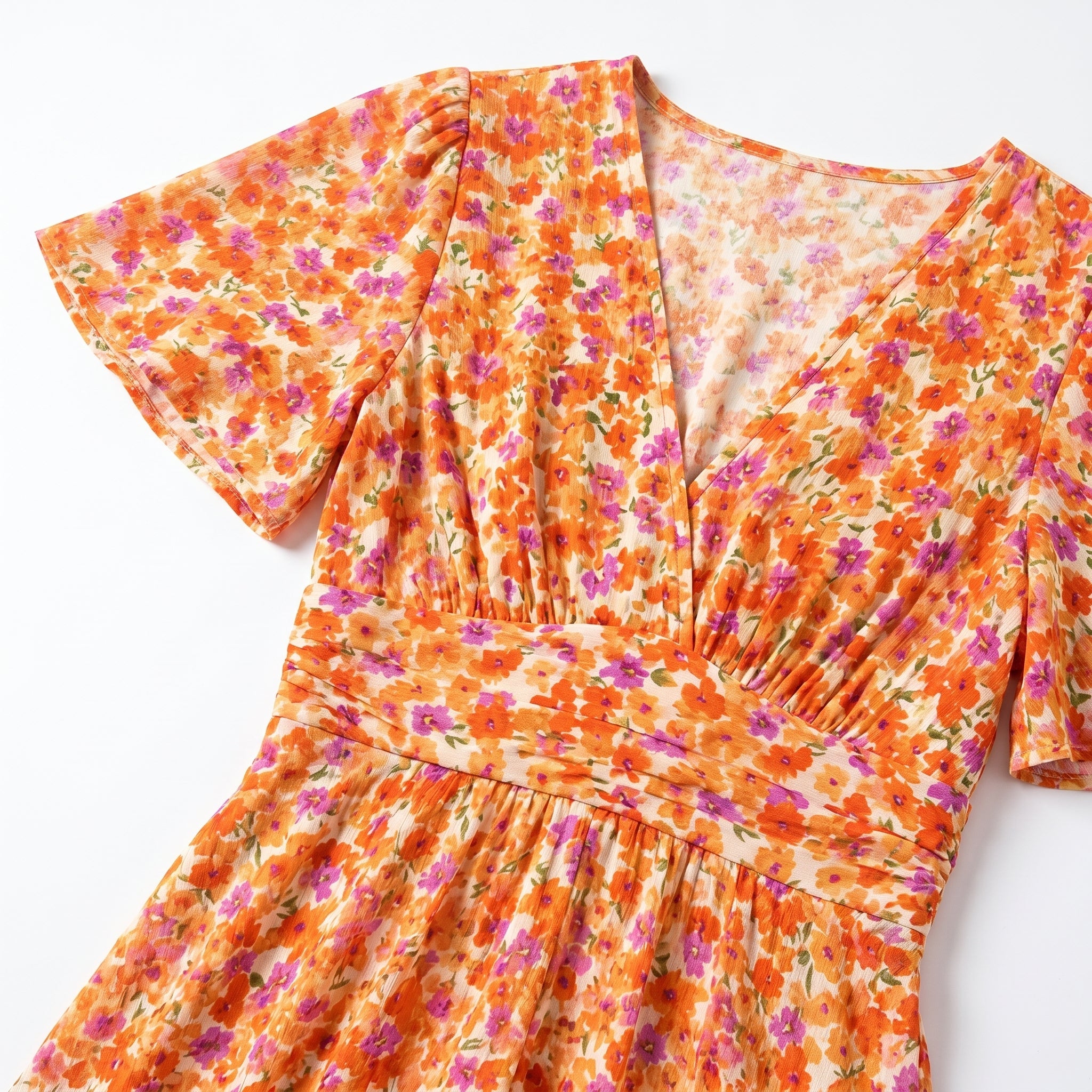 Daisy - Women's Floral Maxi Dress - Dress - Orange - Parker&Brooks