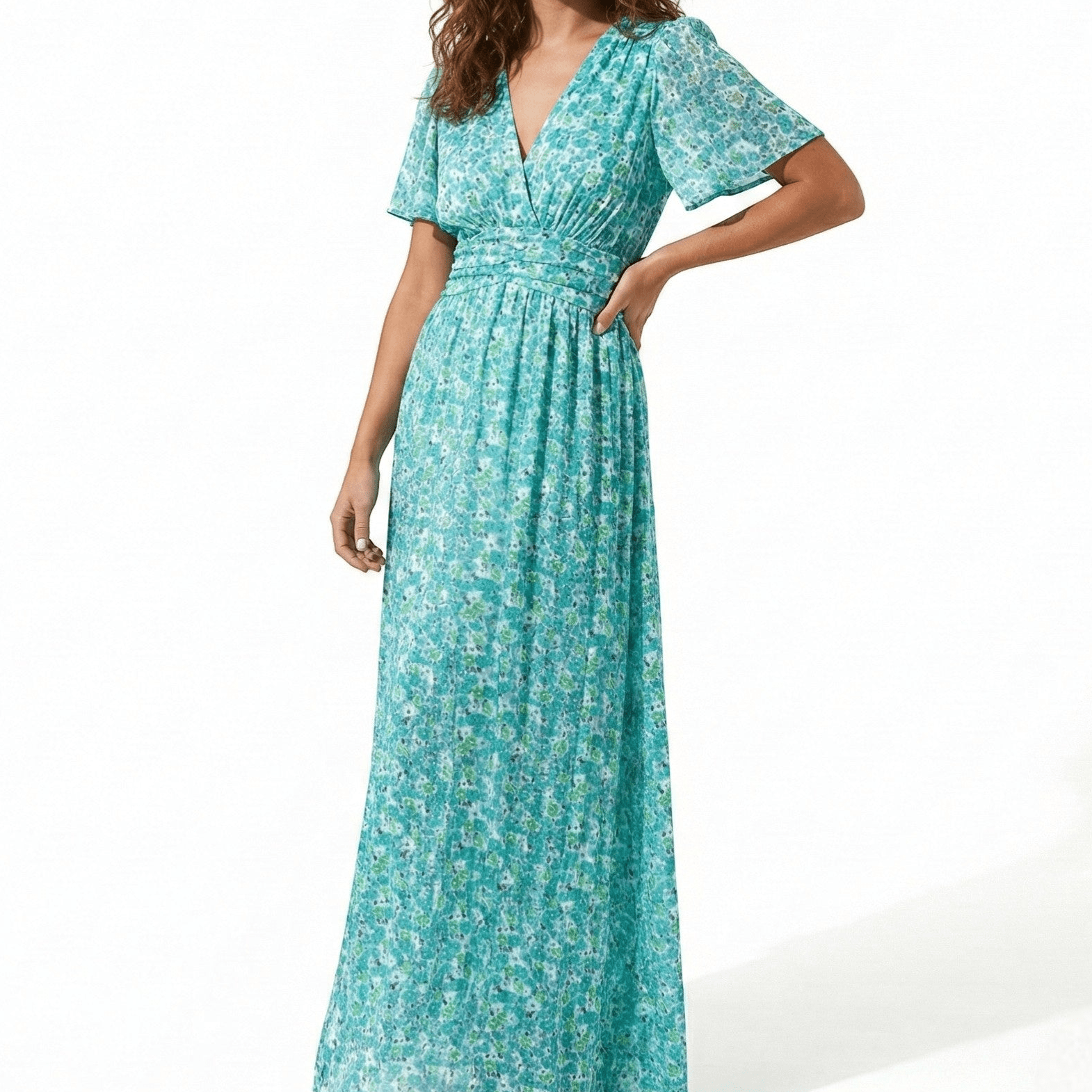 Daisy - Women's Floral Maxi Dress - Dress - Green - Parker&Brooks