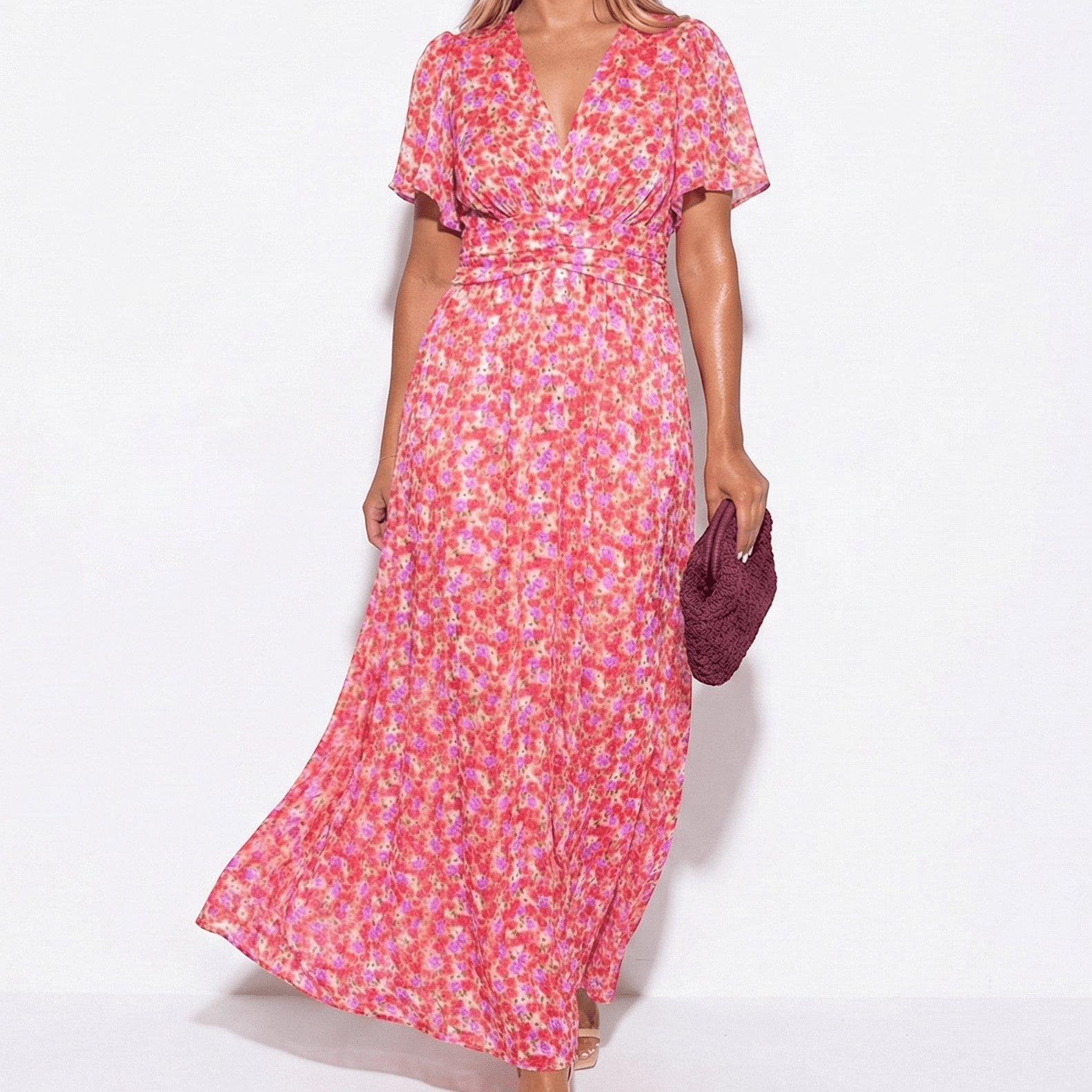 Daisy - Women's Floral Maxi Dress - Dress - Pink - Parker&Brooks