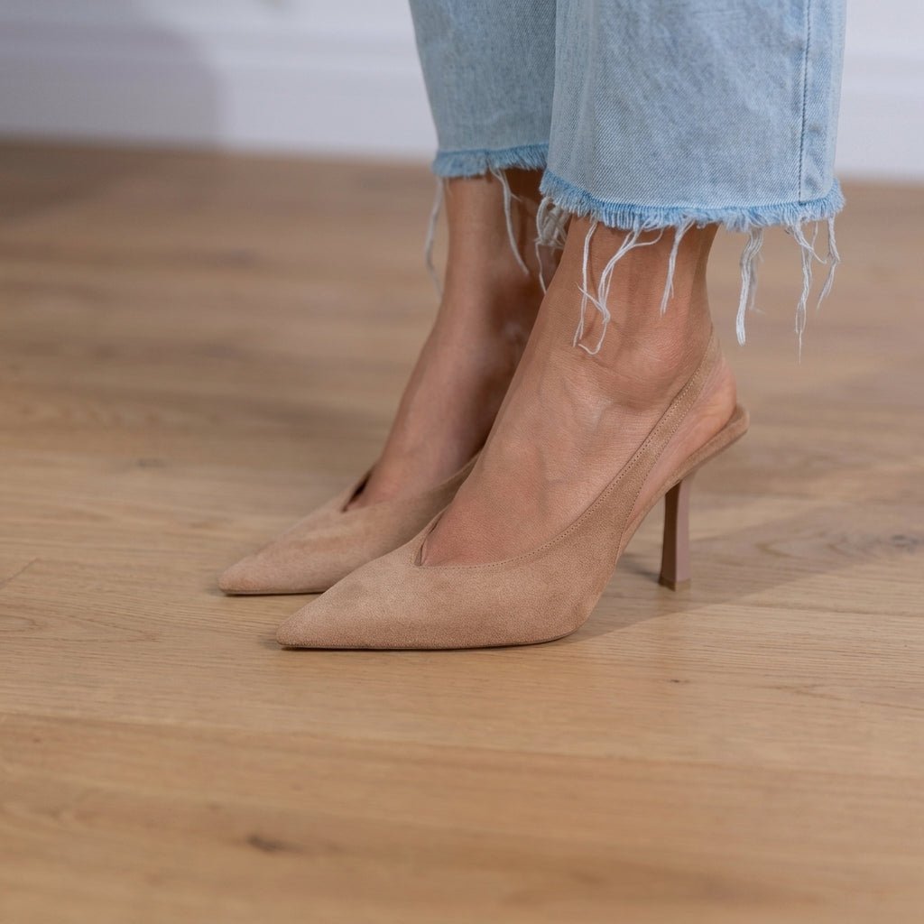 Daisy - Women's Pointed Toe Slingback Stiletto Pumps - Heels - Brown - Parker&Brooks
