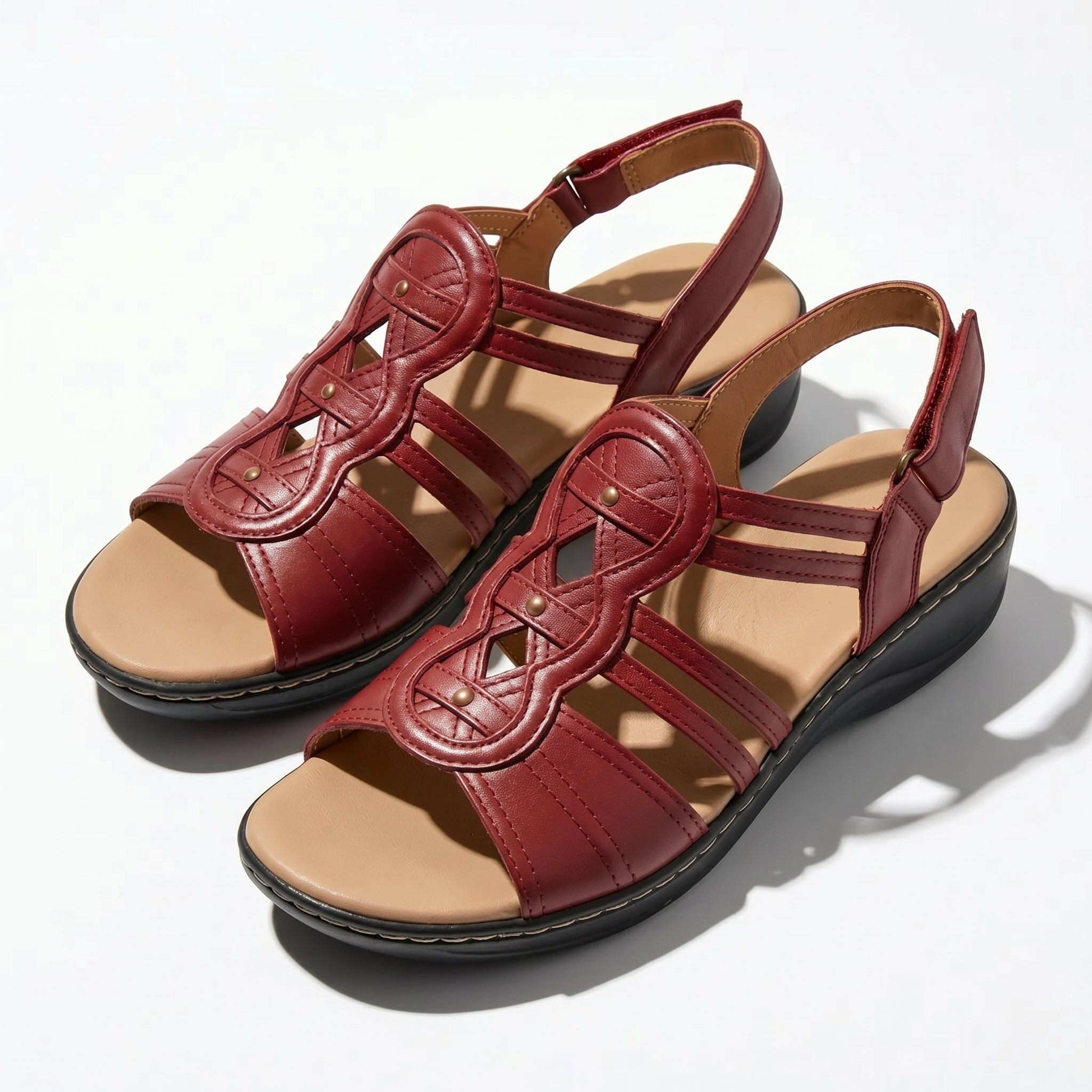 Daisy - Women's Strap Slingback Sandals - Sandals - Red - Parker&Brooks