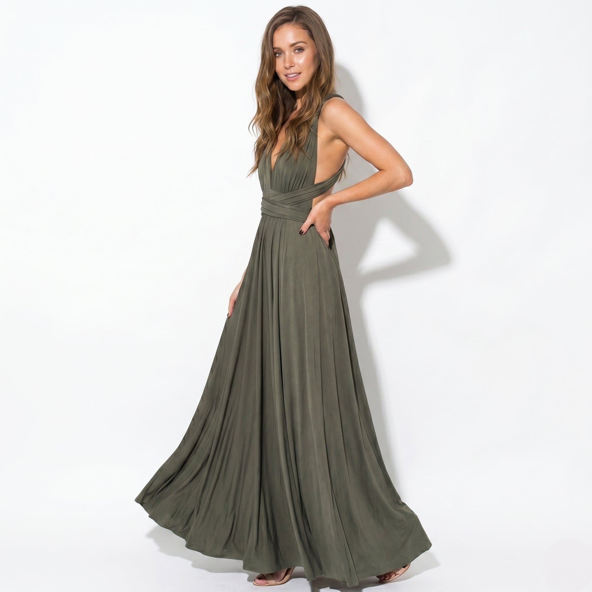 Danielle - Women's 3 - Way Wedding Guest Maxi Dress - Dress - Gray - Parker&Brooks