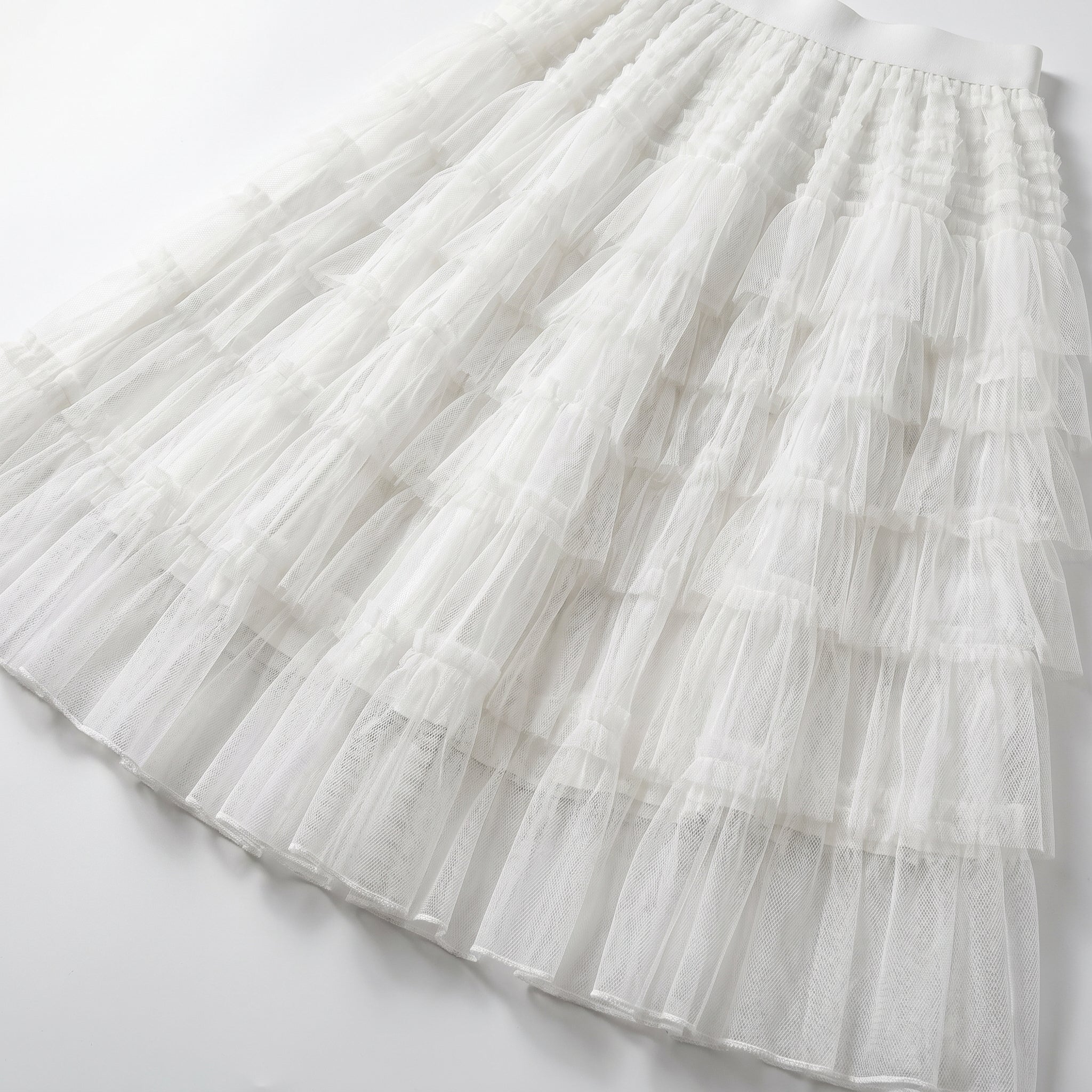 Dianne - Women's Summer Tiered Ruffle Tulle Maxi Skirt - Skirts - White - Parker&Brooks