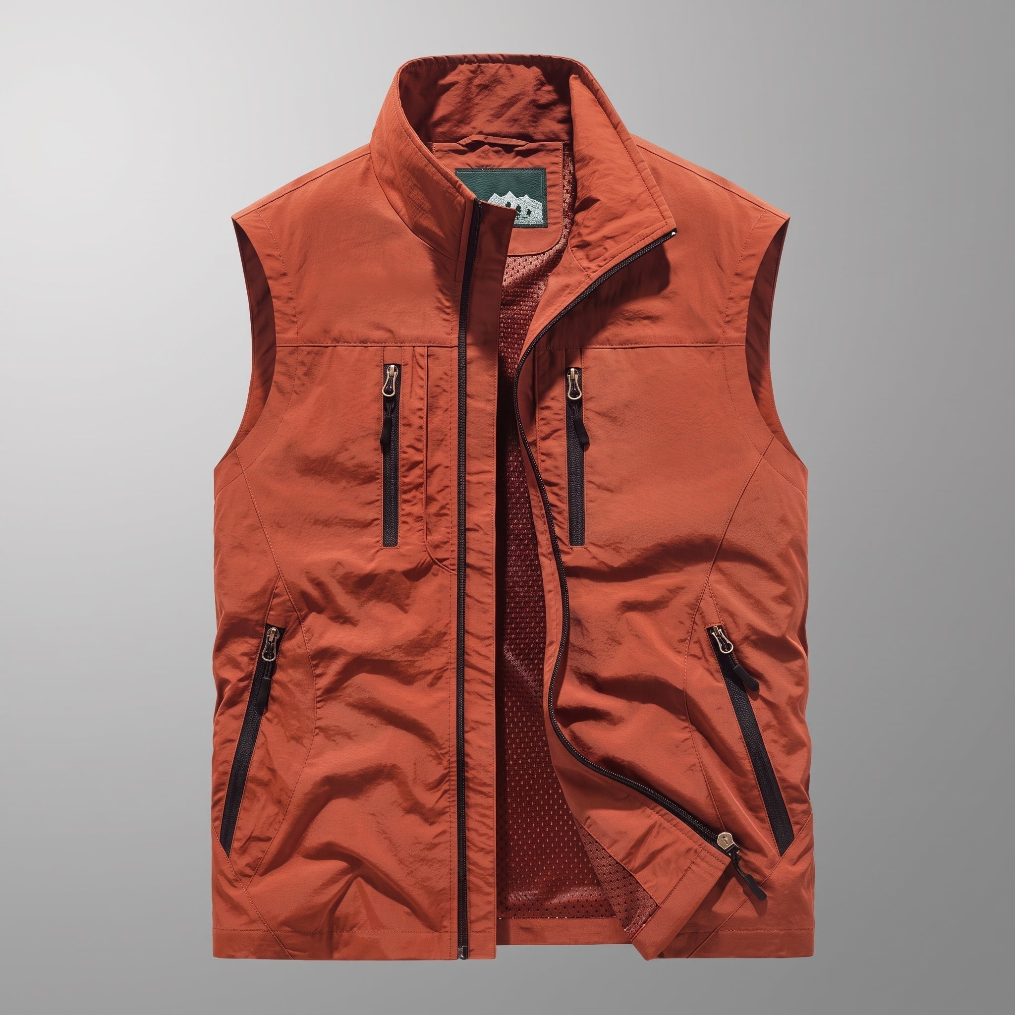 Dieter - Men's Stand Collar Multi-Pocket Transitional Vest - Vests - Orange - Parker&Brooks