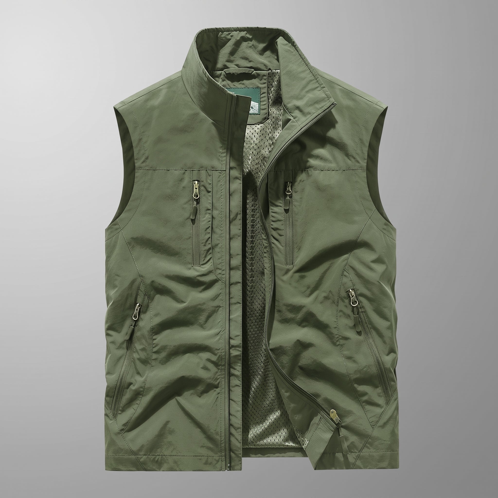 Dieter - Men's Stand Collar Multi-Pocket Transitional Vest - Vests - Green - Parker&Brooks