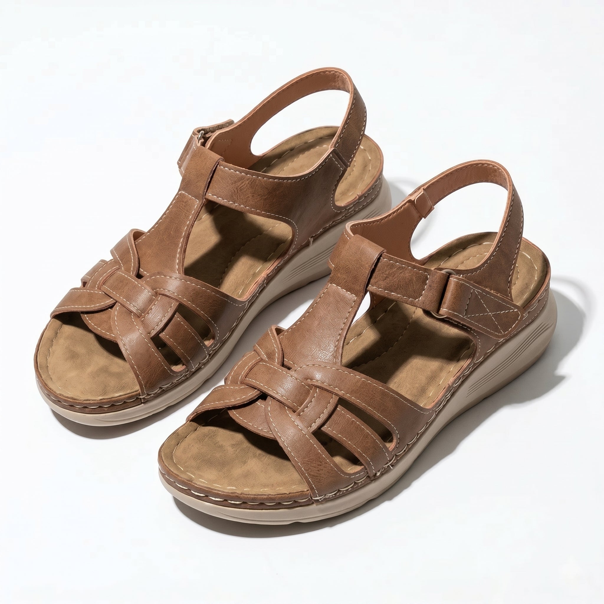 Donna - Women's Orthopedic Wedge Sandals - Sandals - Brown - Parker&Brooks