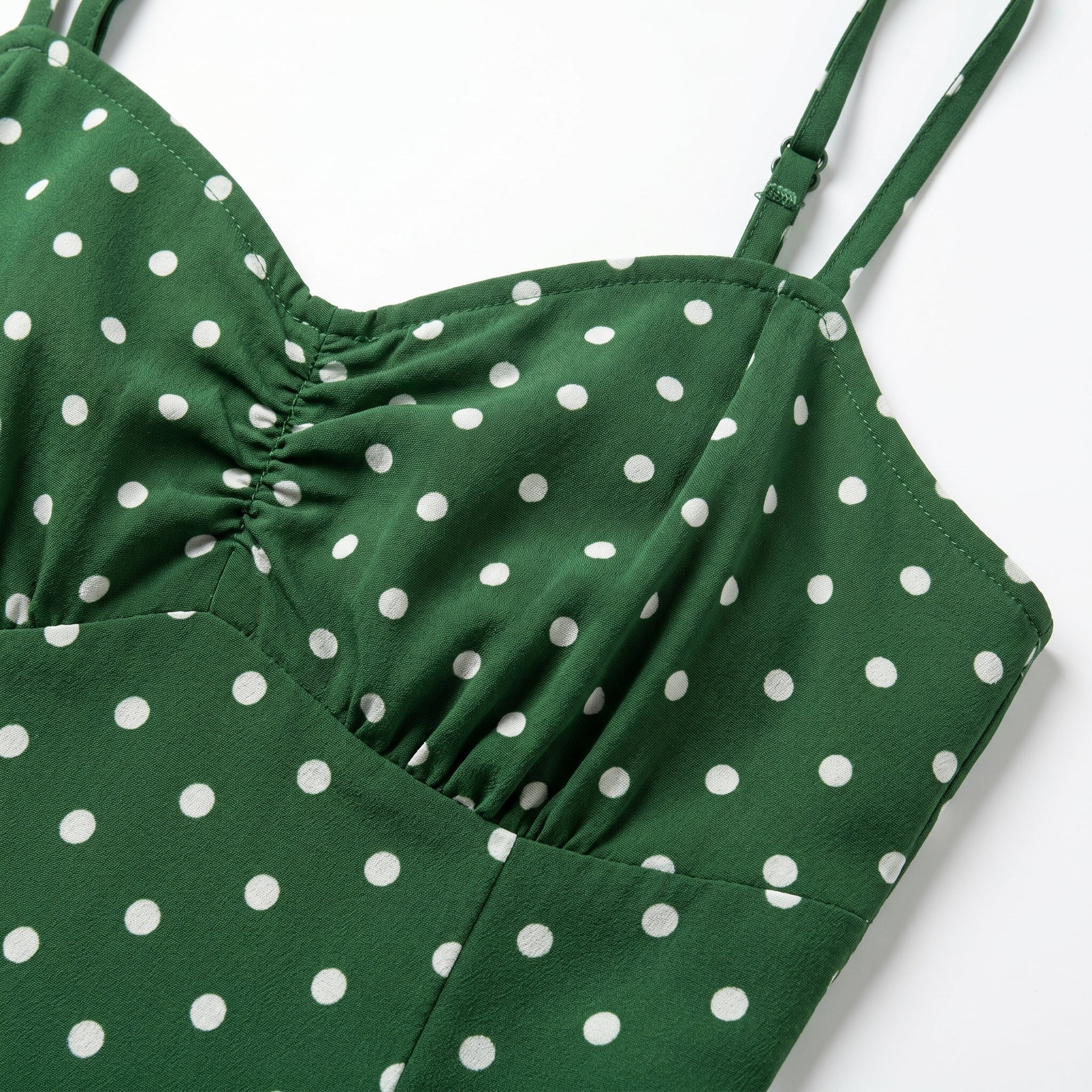 Dotty - Women's Summer Ruched Midi Dress with Side Split - Midi Dress - Green - Parker&Brooks