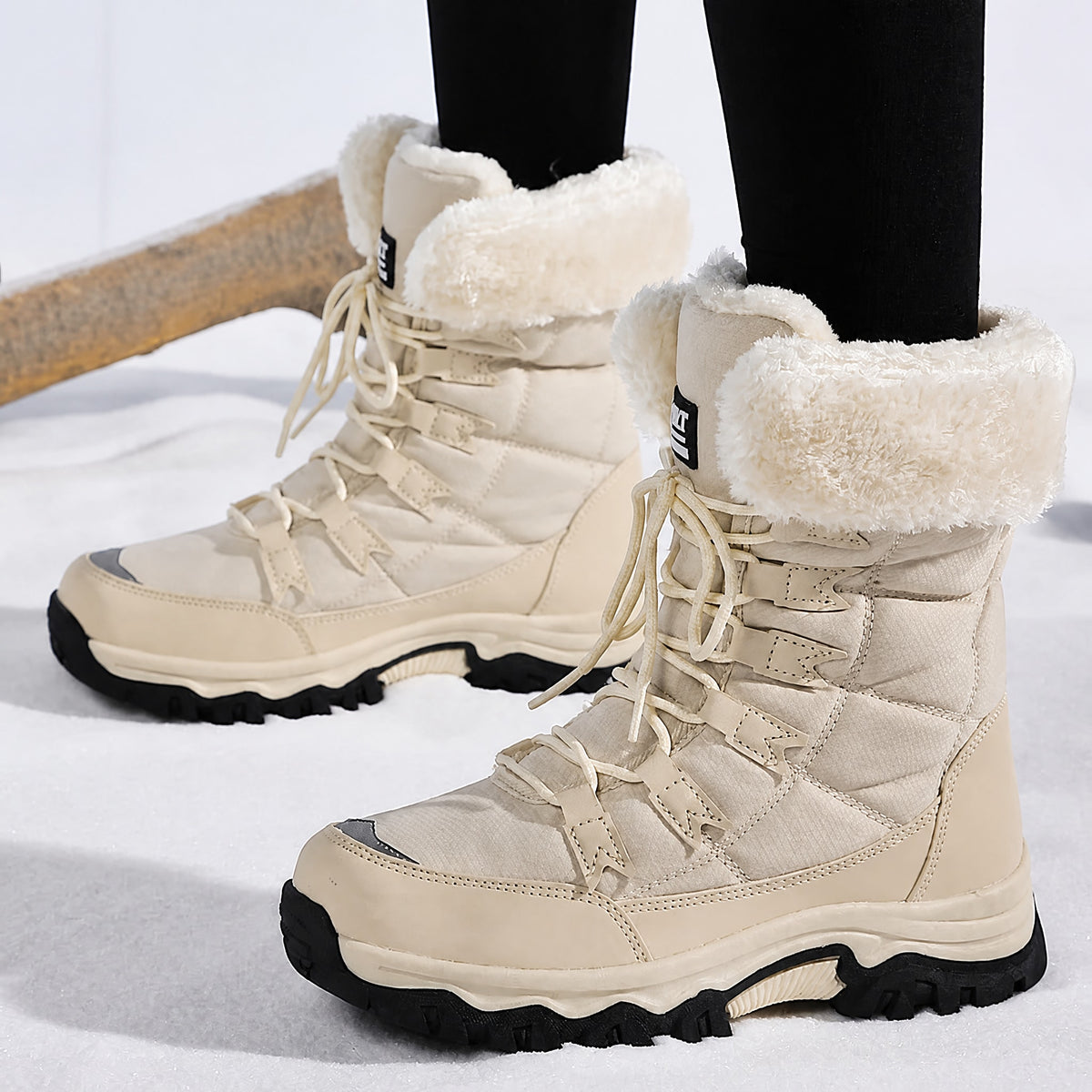 Rowan - Women's Orthopaedic Lace-Up Snow Boots with Faux Fur Trim