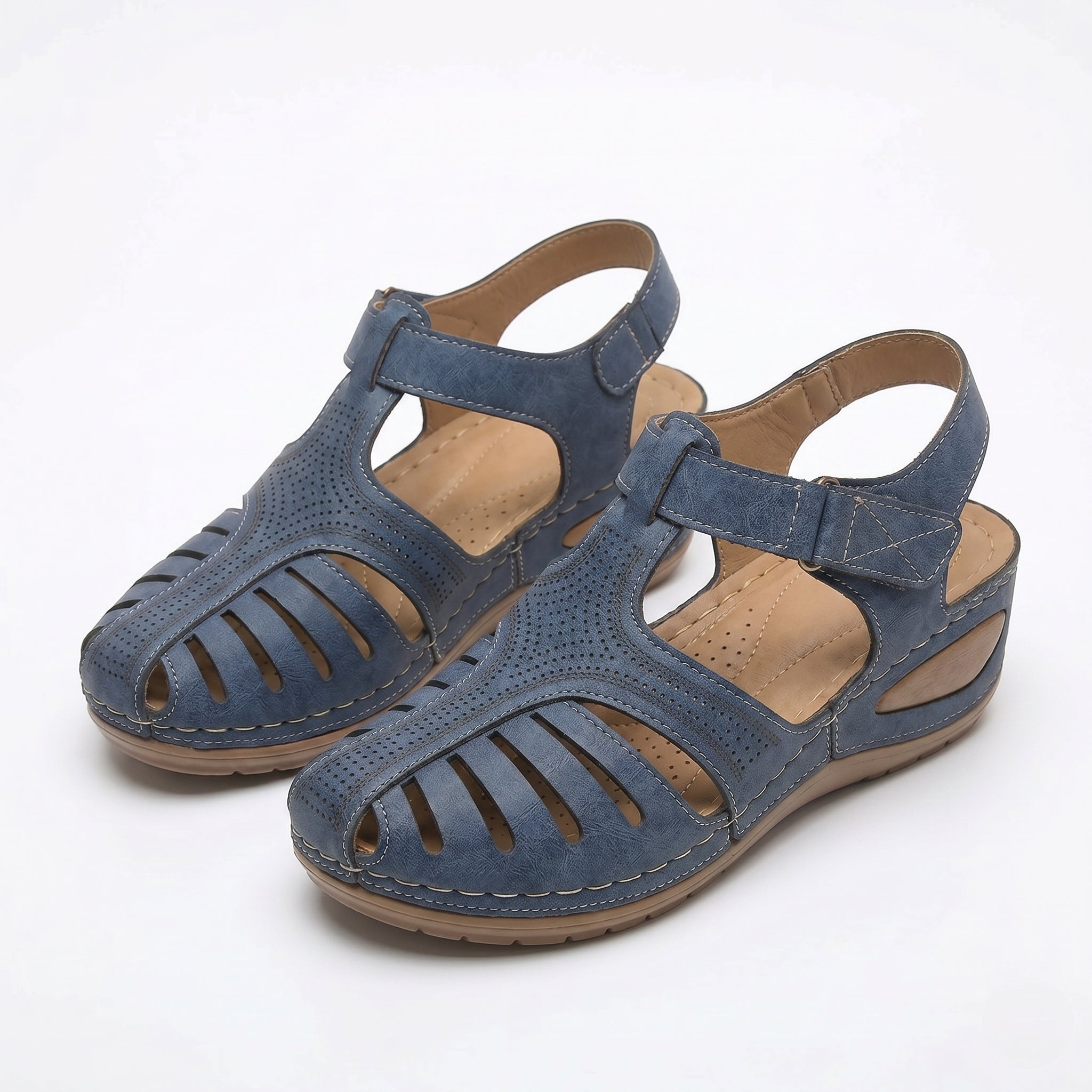 Eleanor - Women's Orthopedic Cut - Out Sandal - Sandals - Light Blue - Parker&Brooks