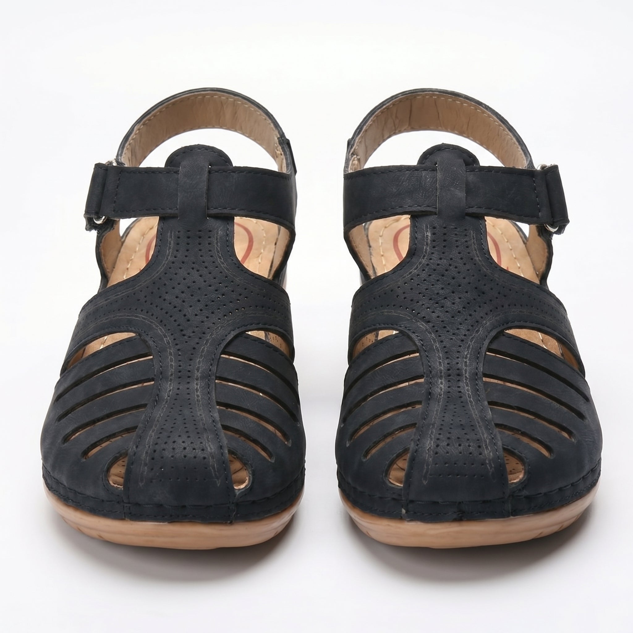 Eleanor - Women's Orthopedic Cut - Out Sandal - Sandals - Black - Parker&Brooks