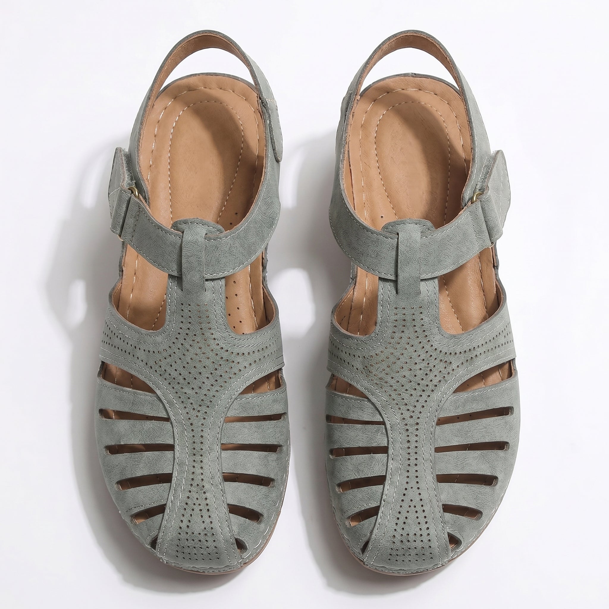 Eleanor - Women's Orthopedic Cut - Out Sandal - Sandals - Gray - Parker&Brooks