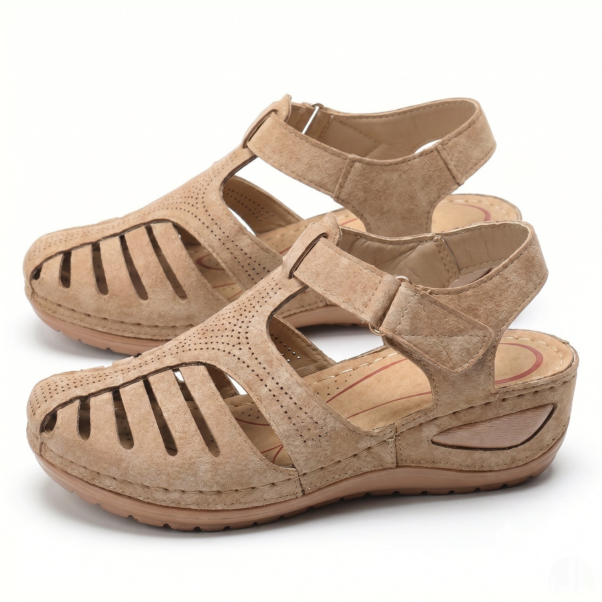 Eleanor - Women's Orthopedic Cut - Out Sandal - Sandals - Beige - Parker&Brooks