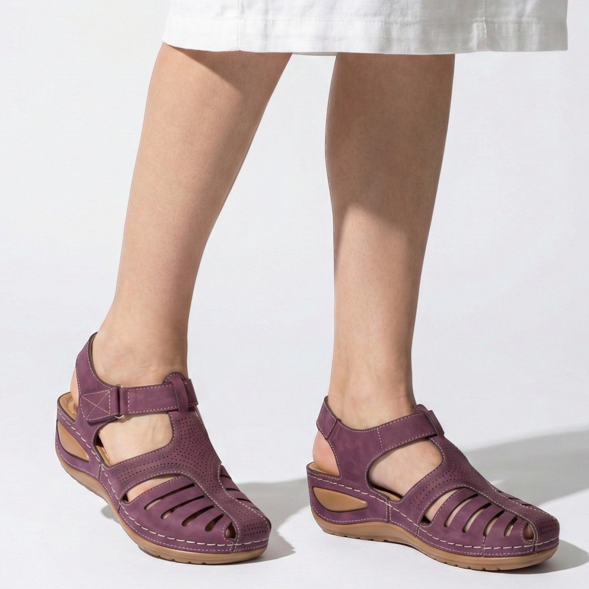 Eleanor - Women's Orthopedic Cut - Out Sandal - Sandals - Purple - Parker&Brooks