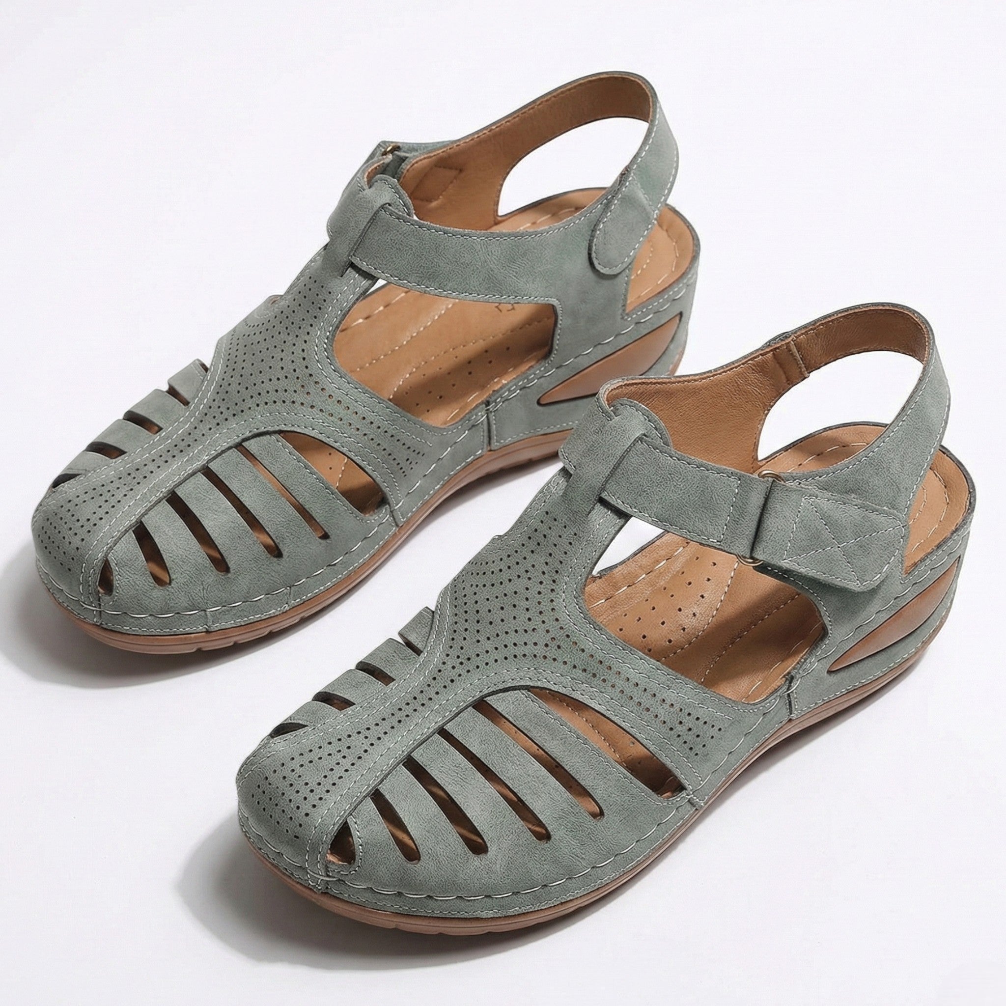 Eleanor - Women's Orthopedic Cut - Out Sandal - Sandals - Gray - Parker&Brooks
