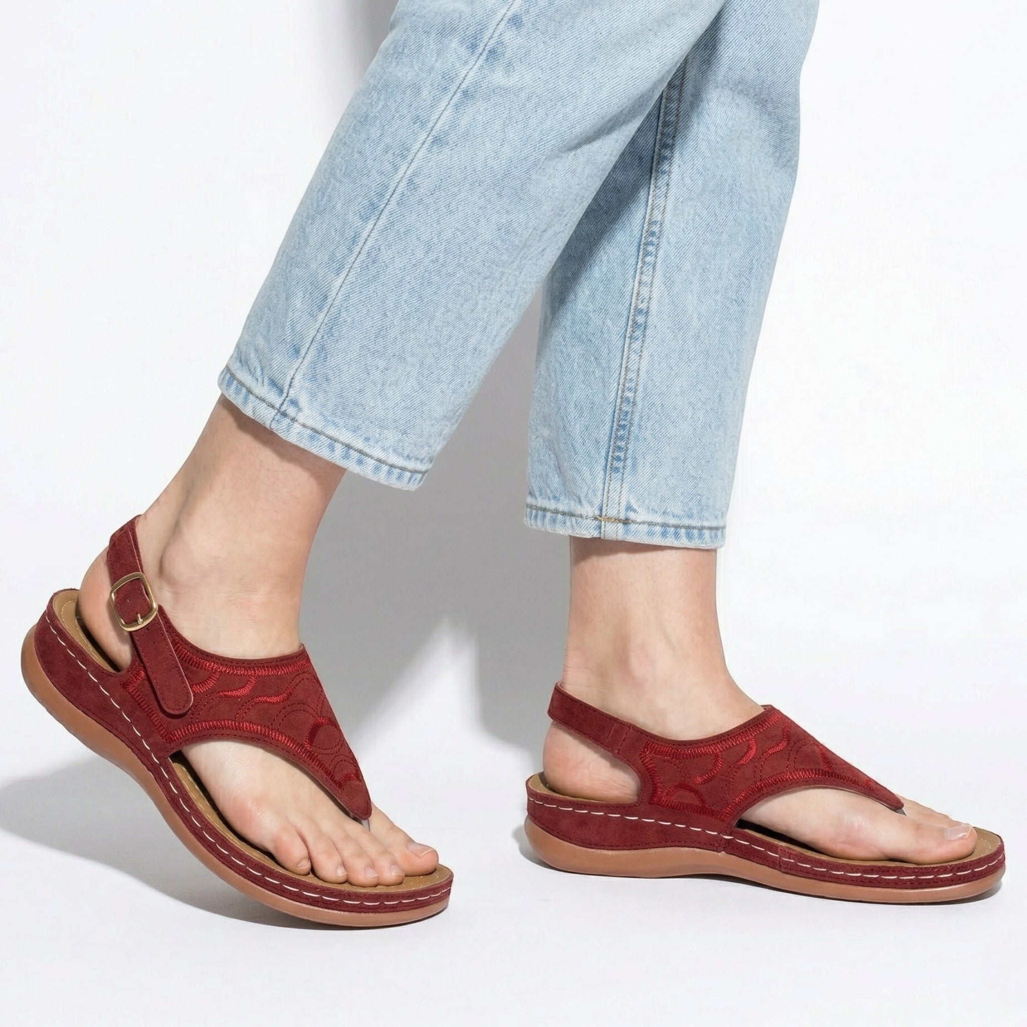 Elena - Women's Breathable Orthopedic Sandals - Sandals - Red - Parker&Brooks