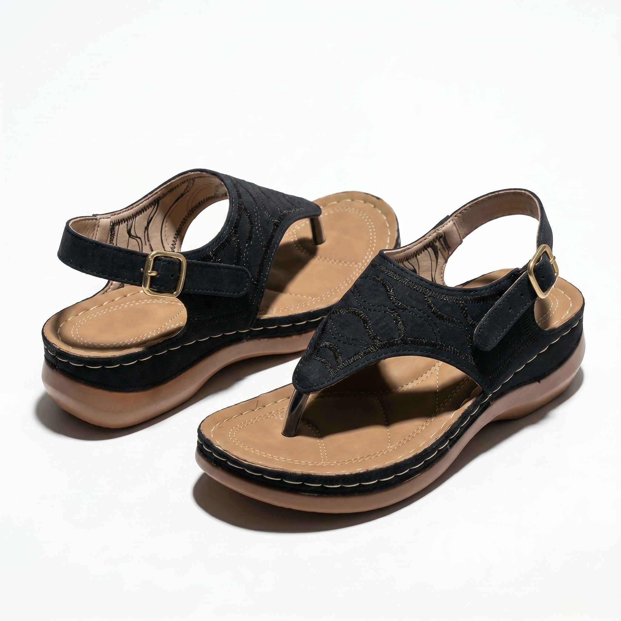 Elena - Women's Breathable Orthopedic Sandals - Sandals - Black - Parker&Brooks