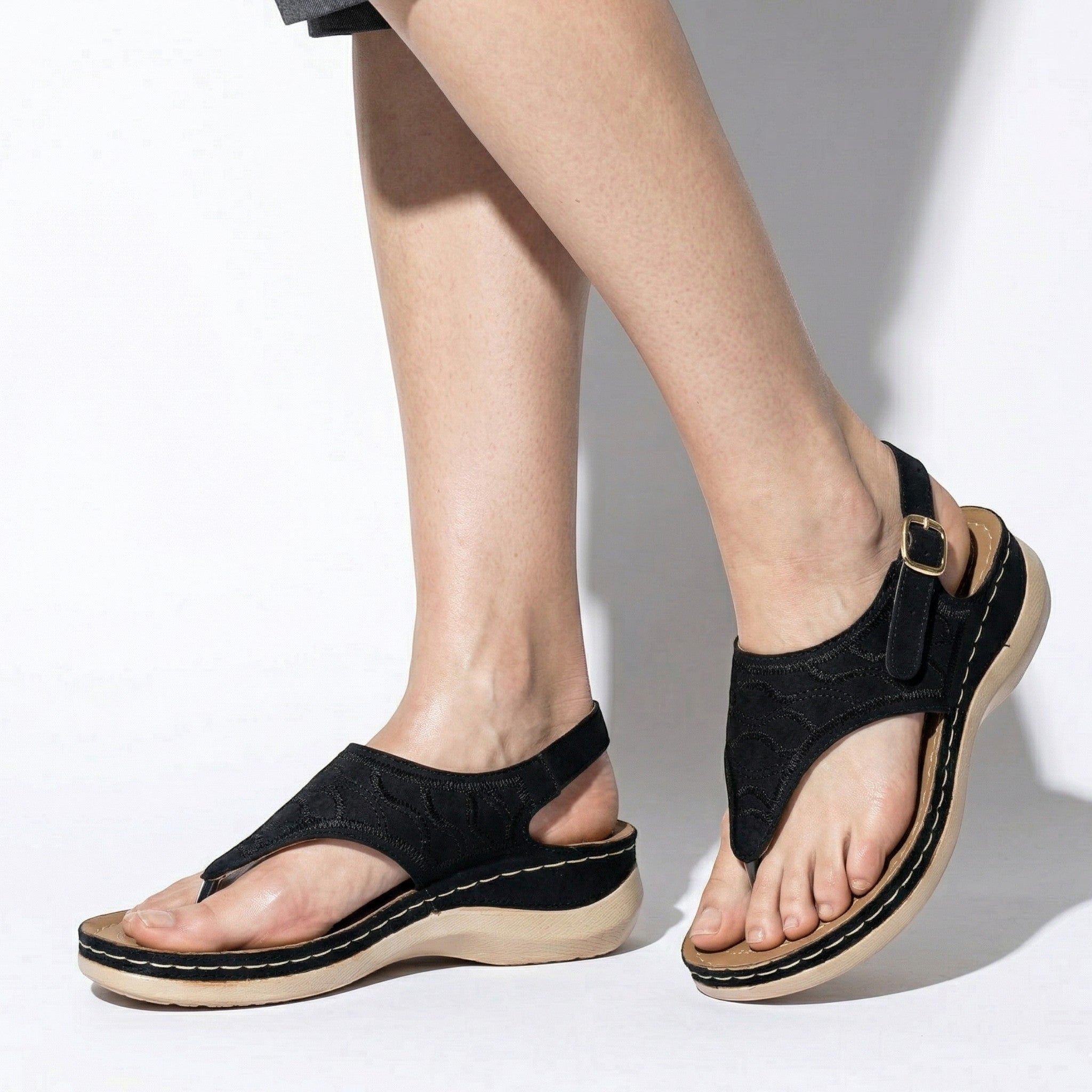 Elena - Women's Breathable Orthopedic Sandals - Sandals - Black - Parker&Brooks