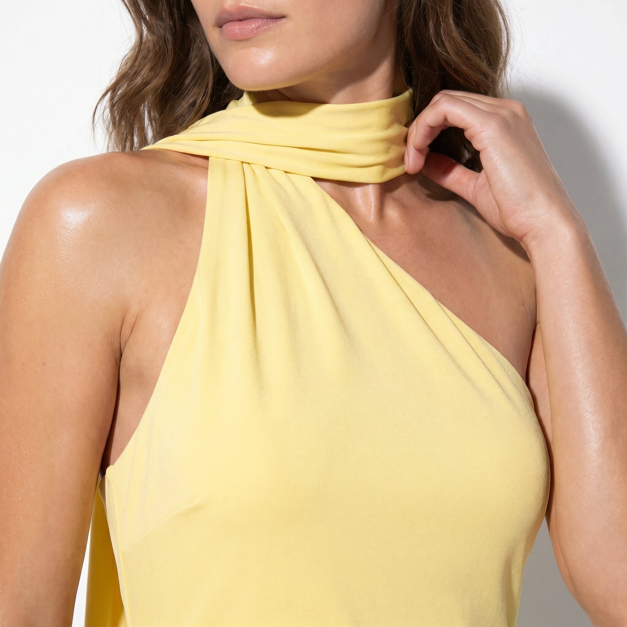 Elena - Women's Elegant Wedding Guest Backless Maxi Dress - Maxi Dress - Light Yellow - Parker&Brooks