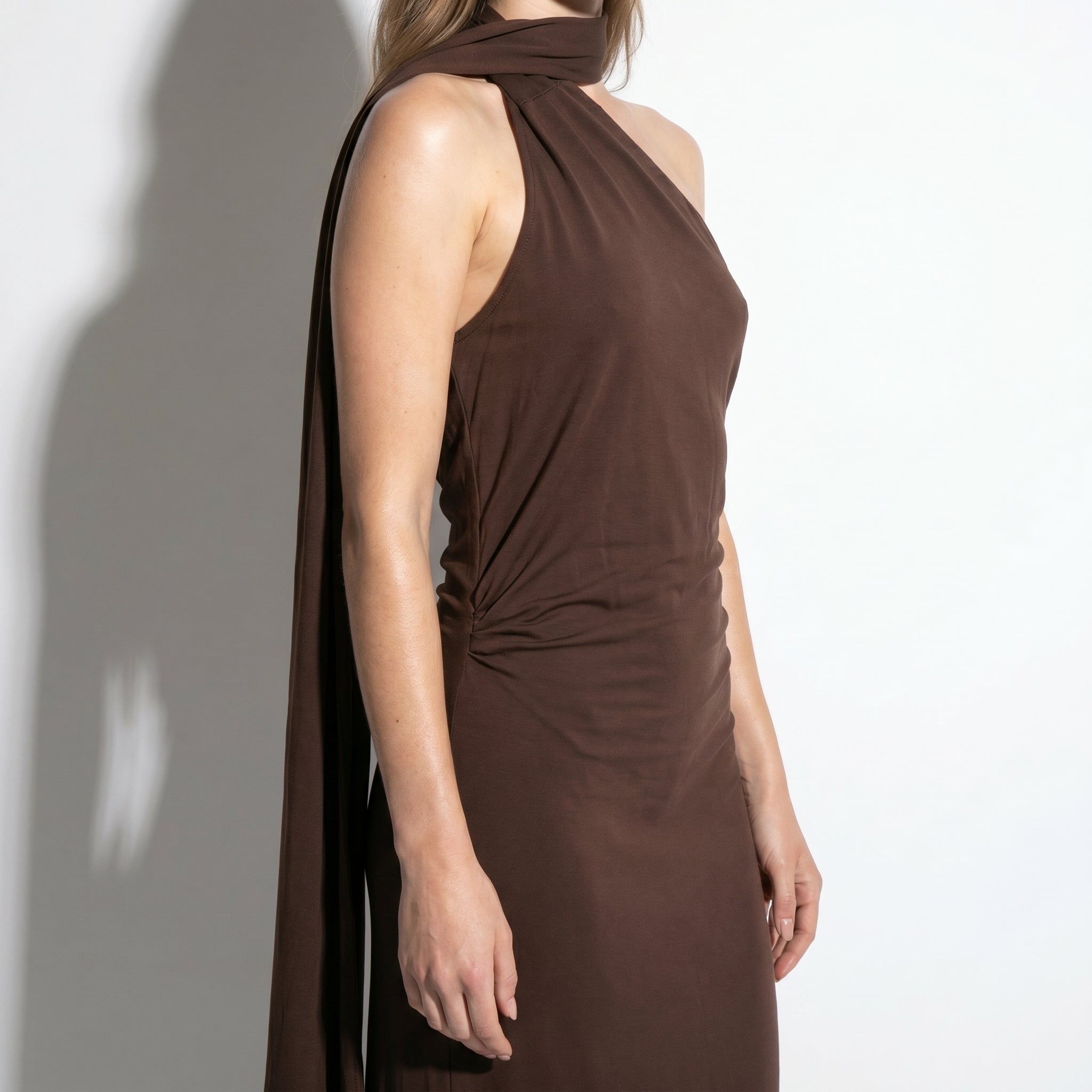Elena - Women's Elegant Wedding Guest Backless Maxi Dress - Maxi Dress - Brown - Parker&Brooks