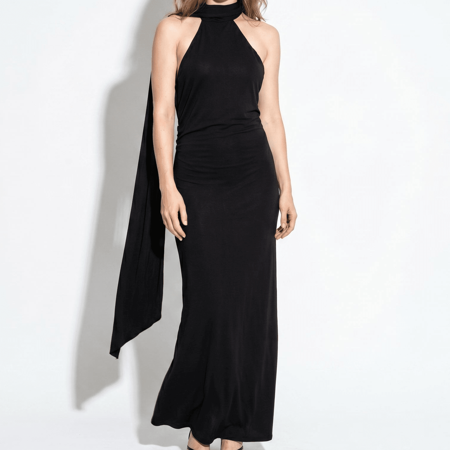 Elena - Women's Elegant Wedding Guest Backless Maxi Dress - Maxi Dress - Black - Parker&Brooks