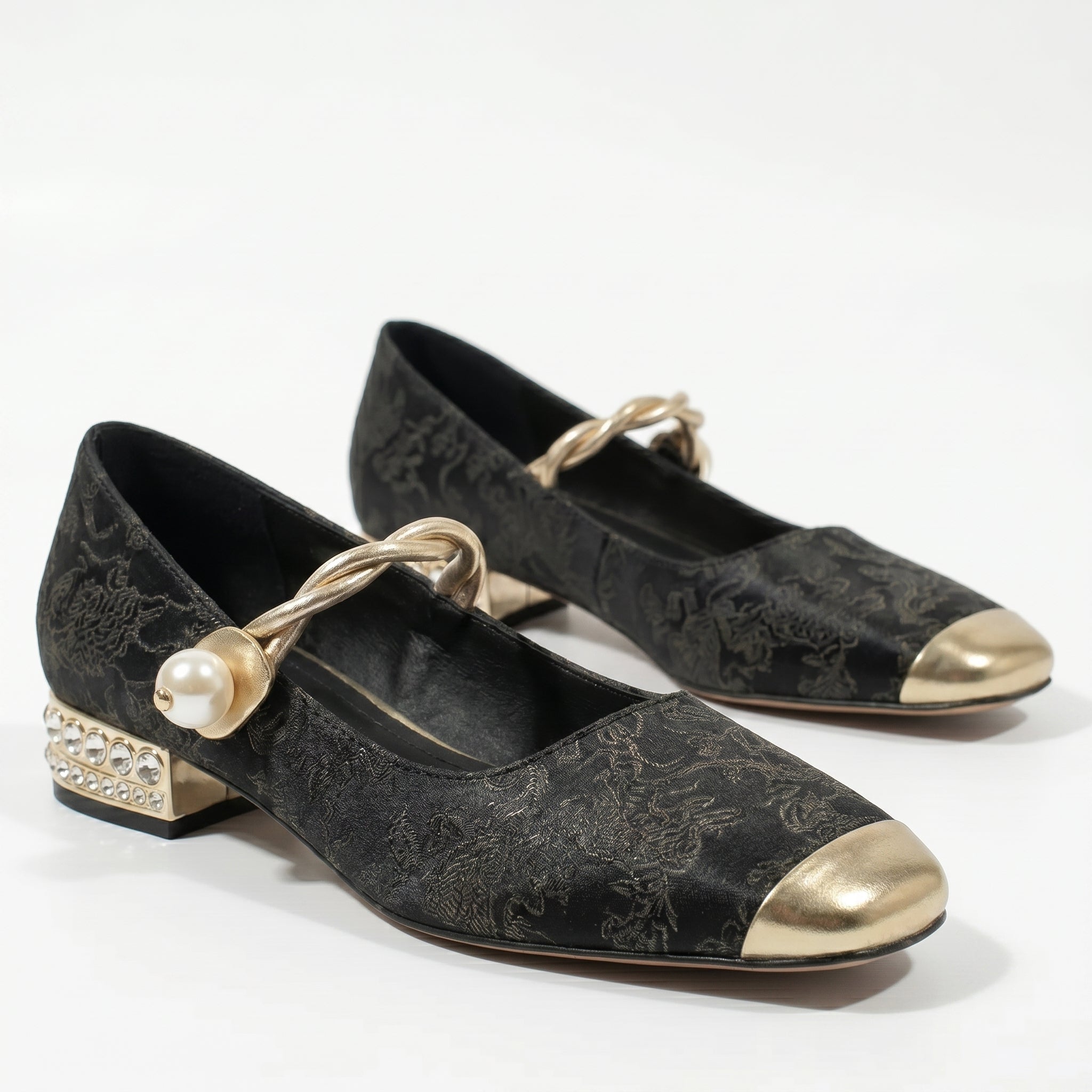Elena - Women's Low Heel Pumps with Pearl Strap - Sandal - Green - Parker&Brooks