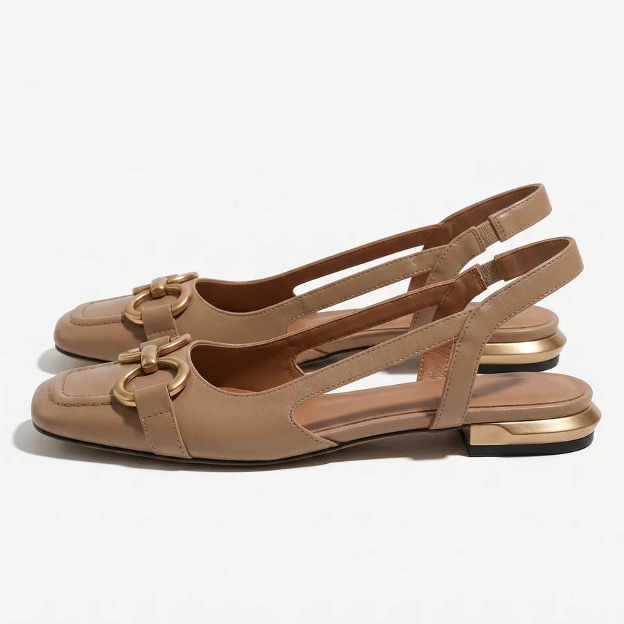 Elizabeth - Women's Metallic Detail Slingback Sandals - Sandal - Apricot - Parker&Brooks