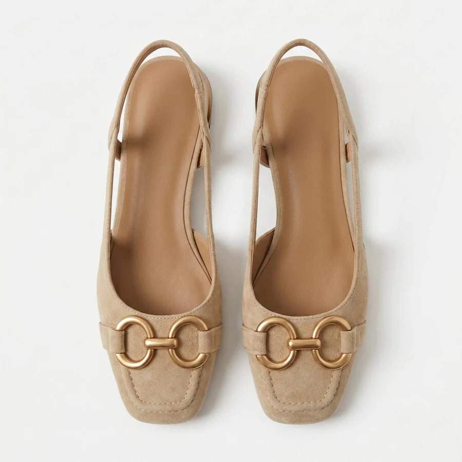 Elizabeth - Women's Metallic Detail Slingback Sandals - Sandal - Beige - Parker&Brooks