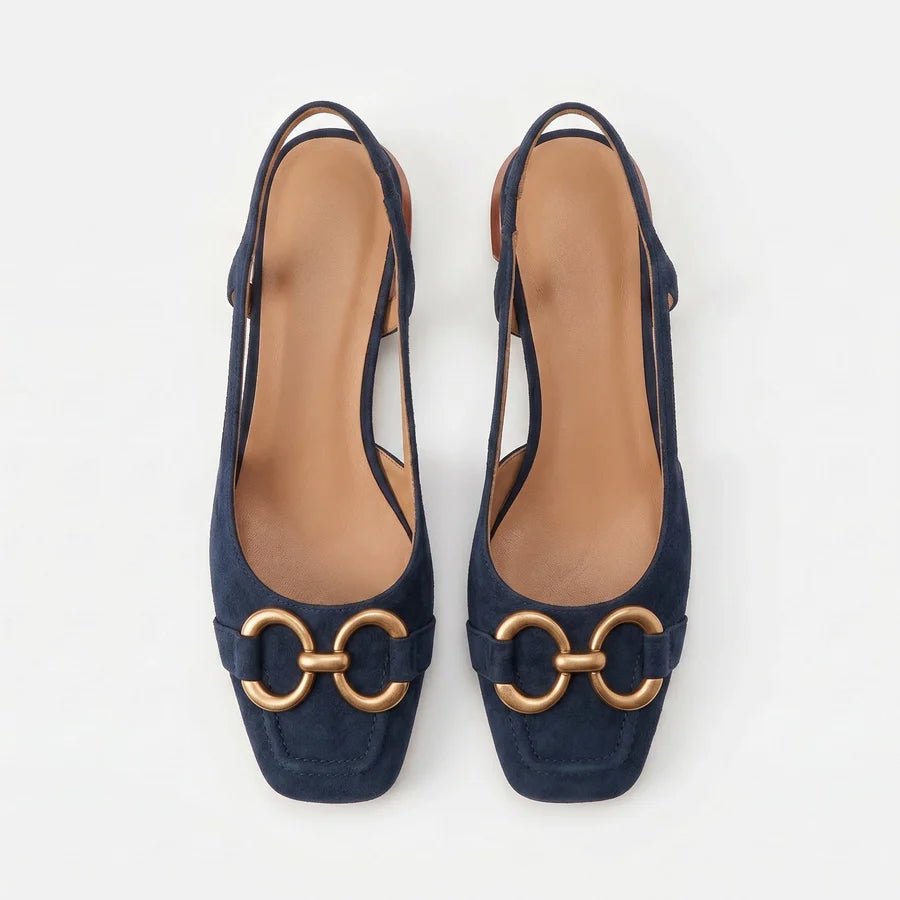 Elizabeth - Women's Metallic Detail Slingback Sandals - Sandal - Blue - Parker&Brooks