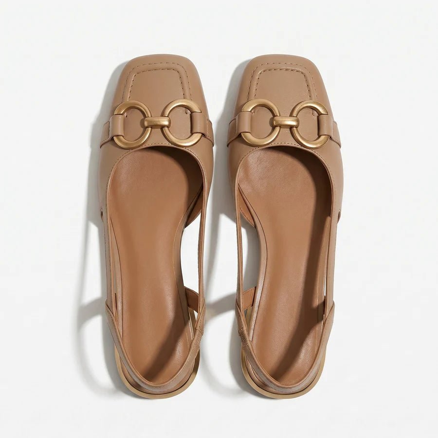 Elizabeth - Women's Metallic Detail Slingback Sandals - Sandal - Apricot - Parker&Brooks