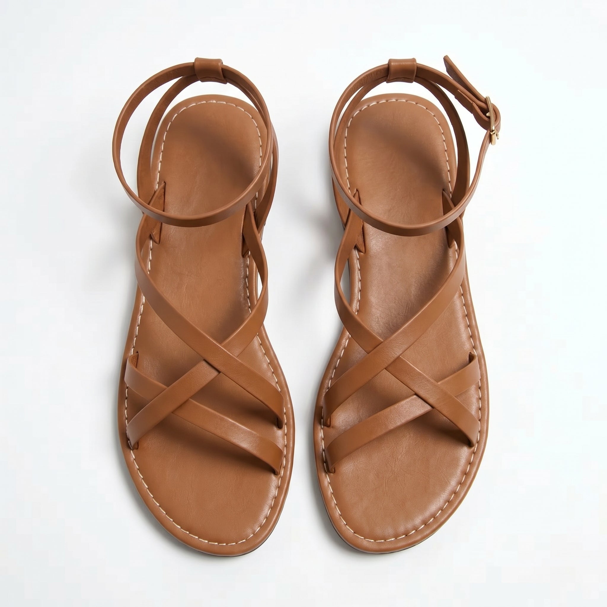 Emily - Women's Summer Flat Strap Sandals - Sandals - Brown - Parker&Brooks