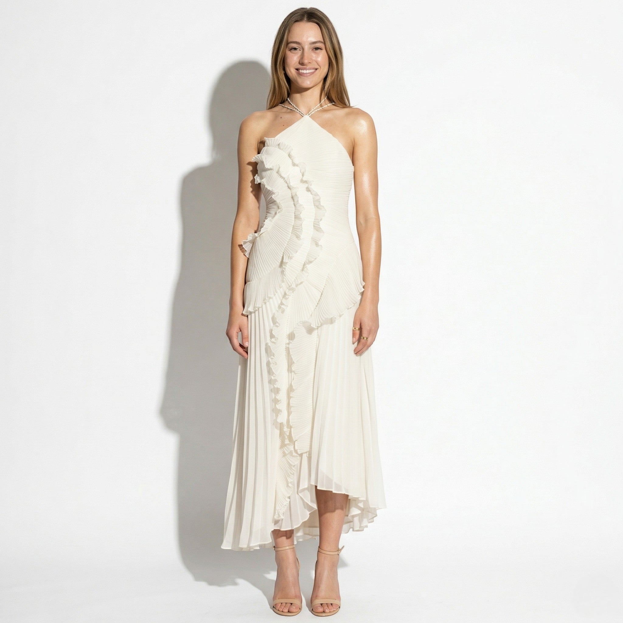 Emma - Women's Summer Halter Maxi Dress - Dress - White - Parker&Brooks