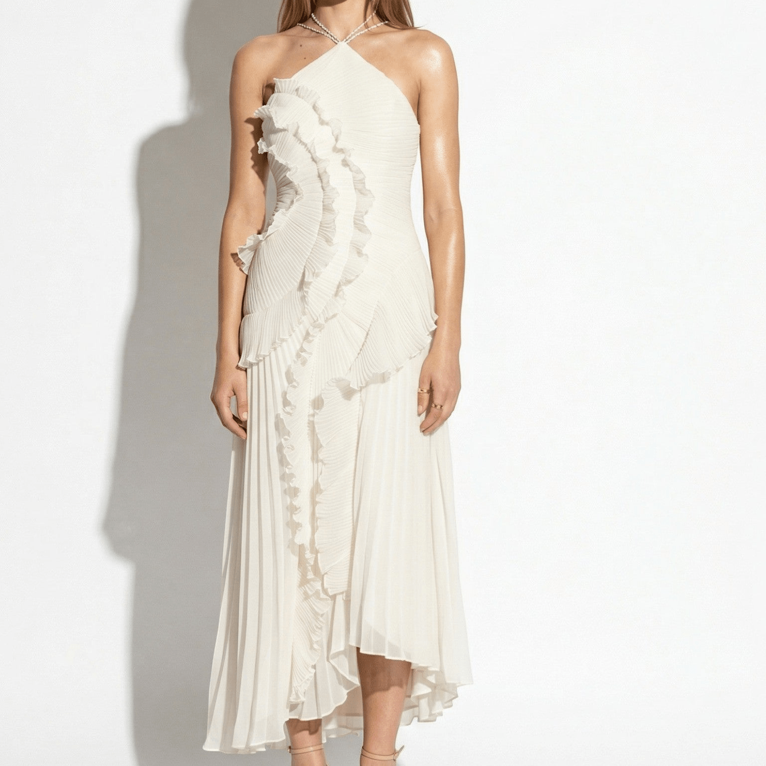 Emma - Women's Summer Halter Maxi Dress - Dress - White - Parker&Brooks