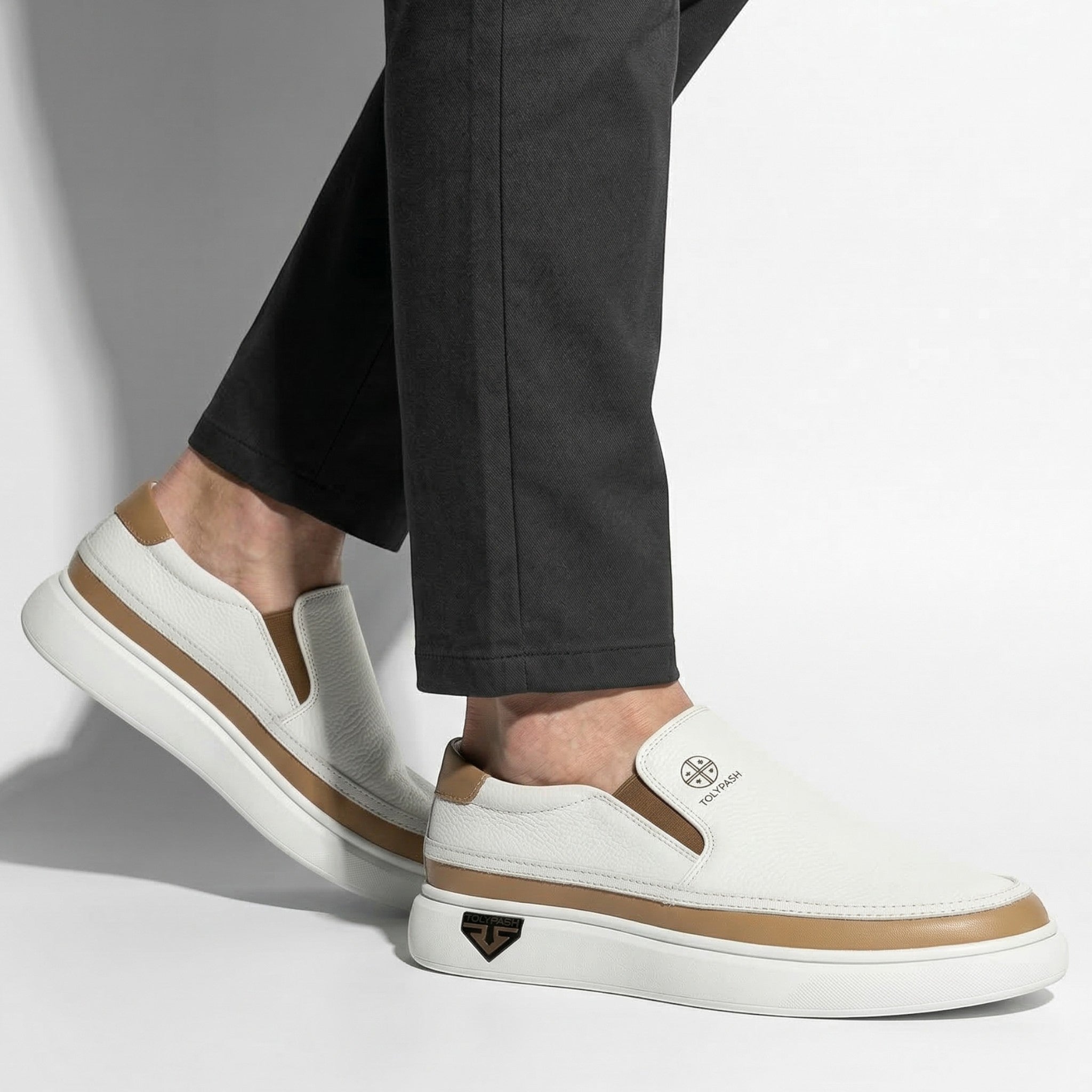 Ethan - Men's Casual Slip - On Sneaker - Sneakers - White - Parker&Brooks