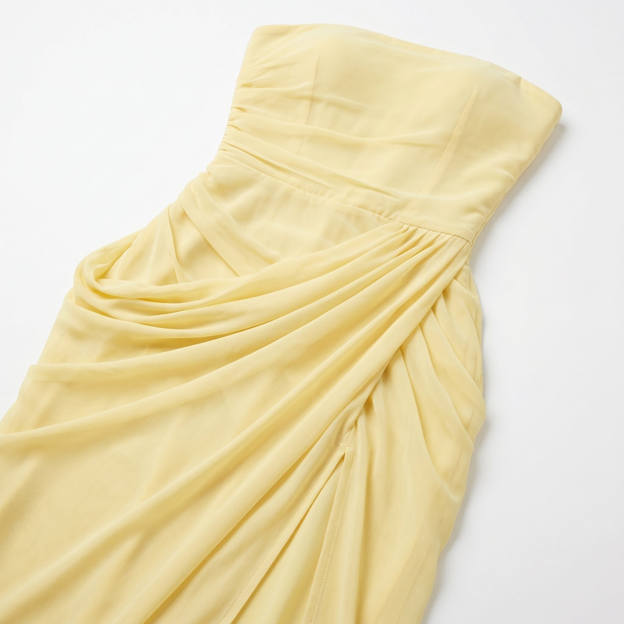 Eva - Women's Strapless Ruched Bridesmaid Maxi Dress - Maxi Dresses - Yellow - Parker&Brooks