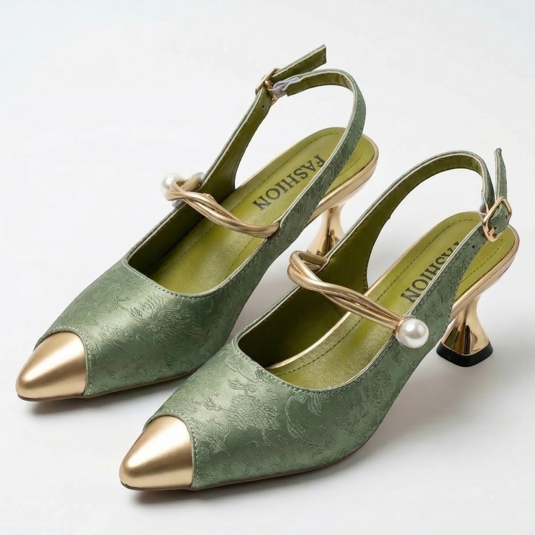 Flora - Women's Pointed Toe Mary Jane Heels - Sandal - Green - Parker&Brooks