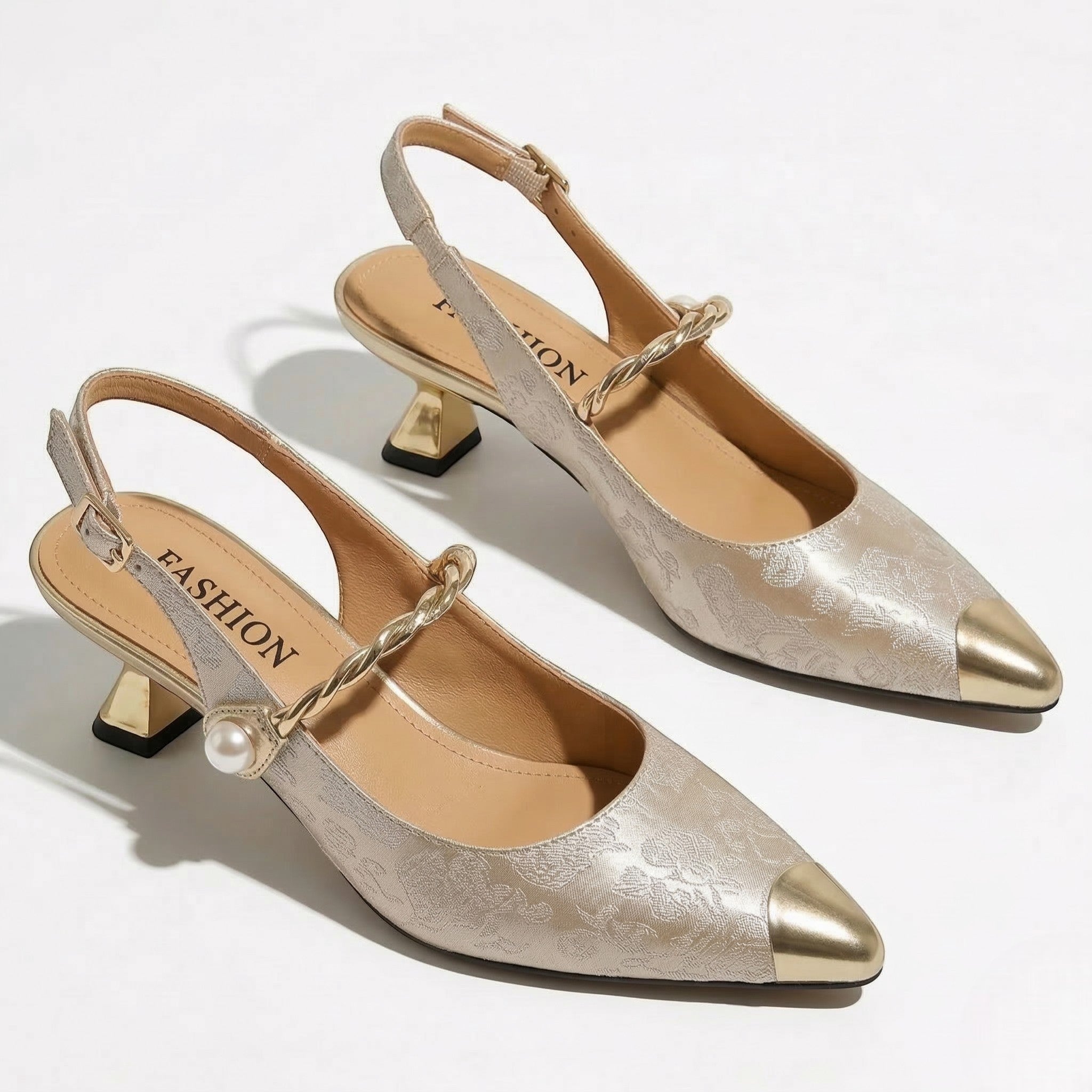 Flora - Women's Pointed Toe Mary Jane Heels - Sandal - Beige - Parker&Brooks