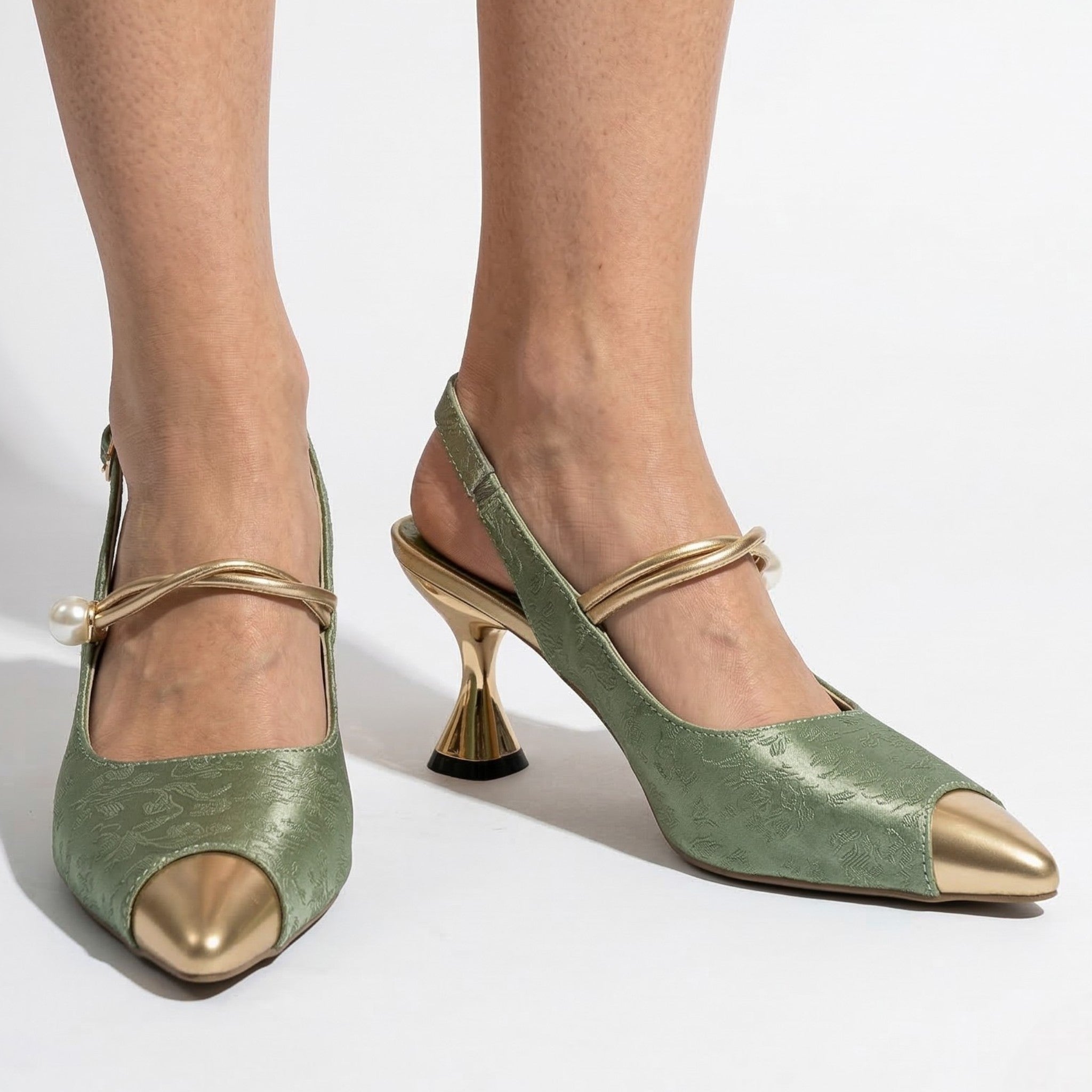 Flora - Women's Pointed Toe Mary Jane Heels - Sandal - Green - Parker&Brooks